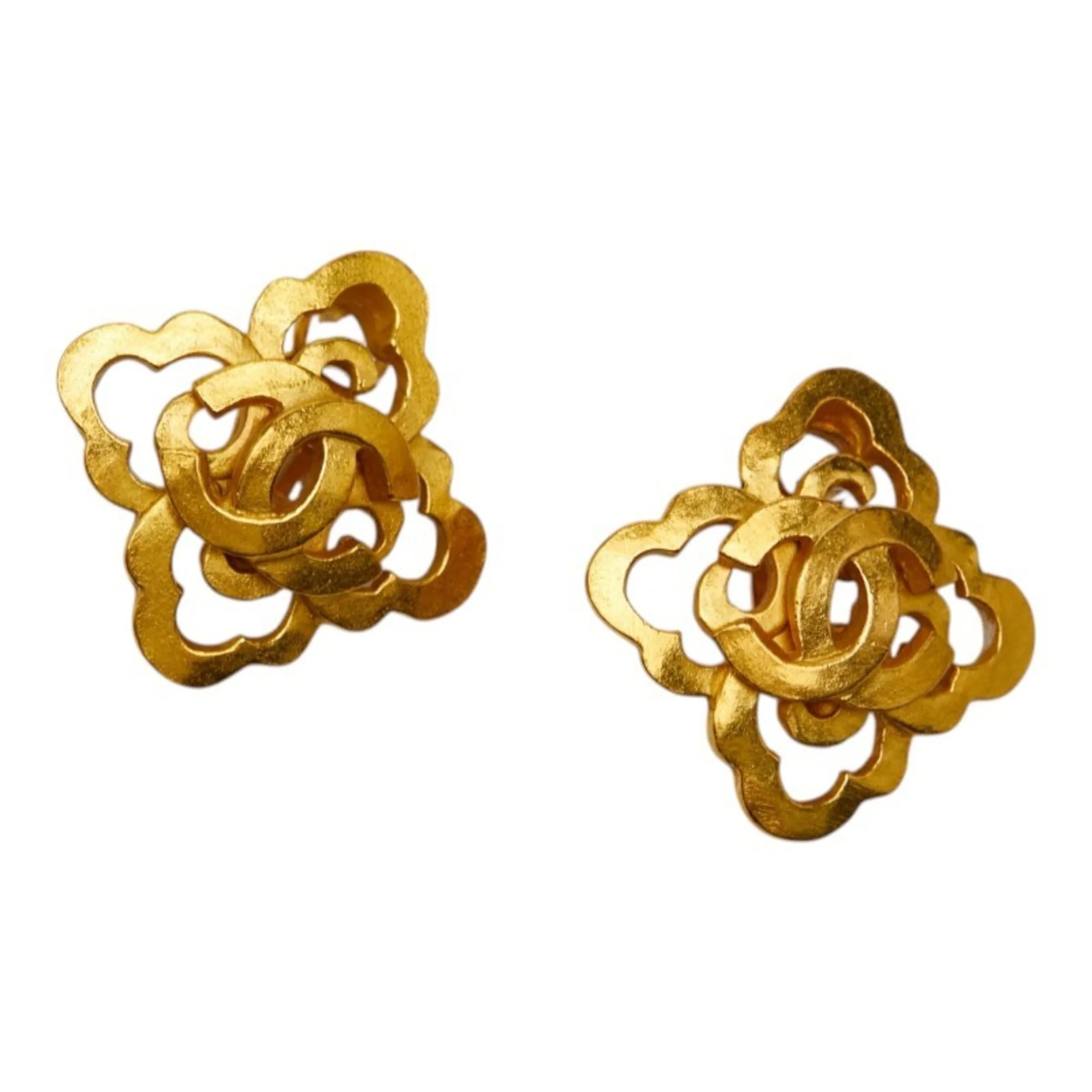 CC Logo Clip-On Earrings Metal Gold-Tone Metal