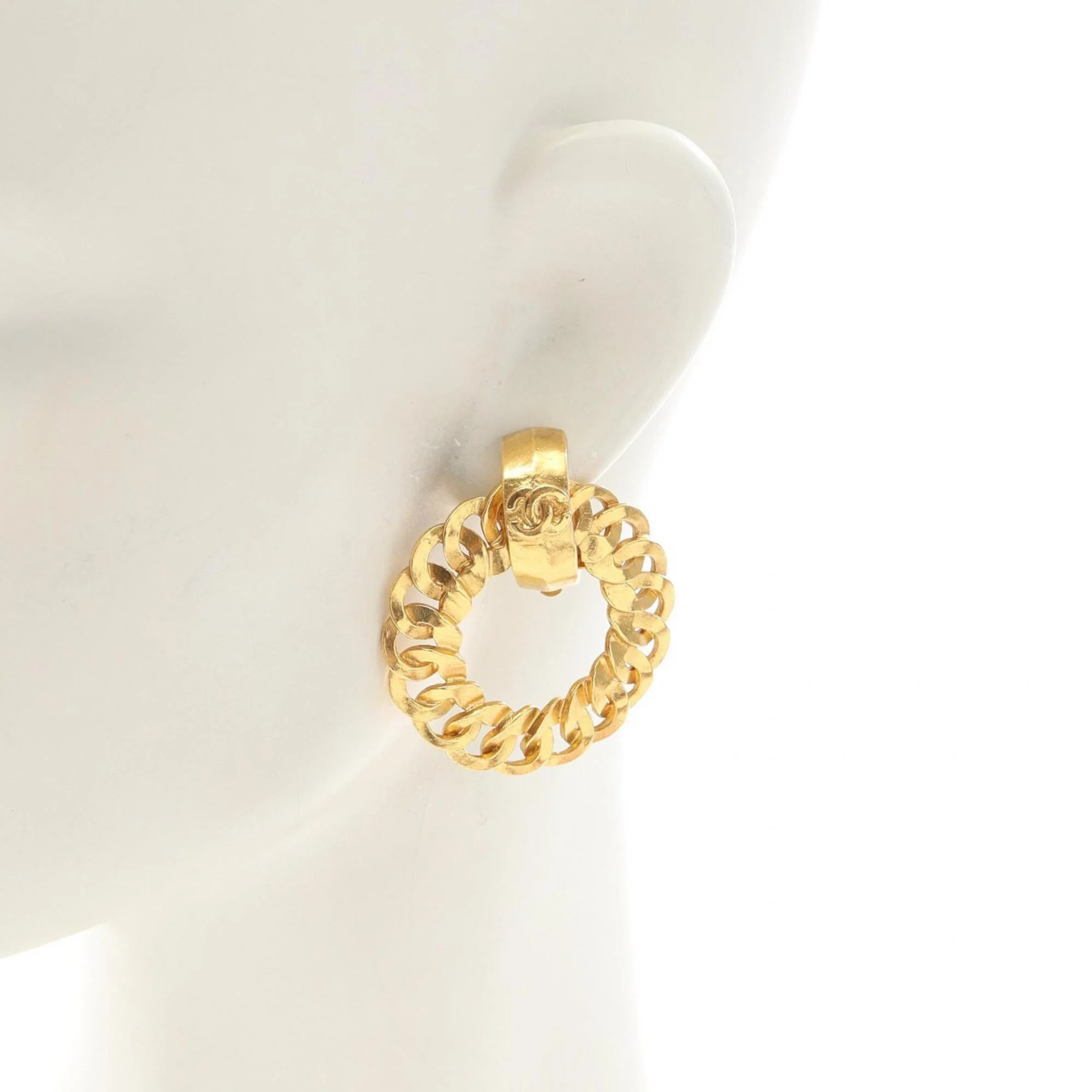 CC Logo Clip-On Earrings Metal Gold-Tone Metal - Image 4