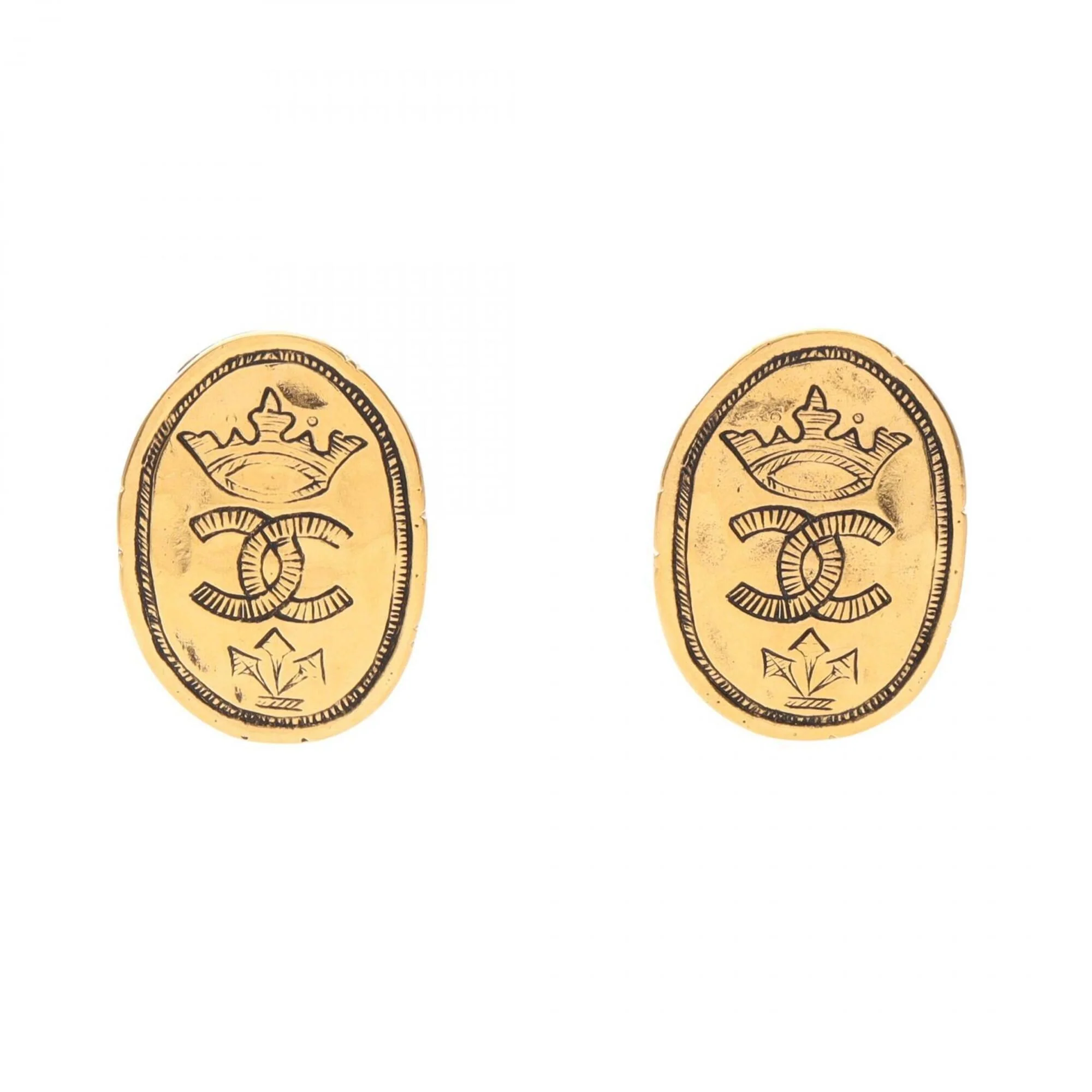 CC Logo Clip-On Earrings Metal Gold-Tone Metal