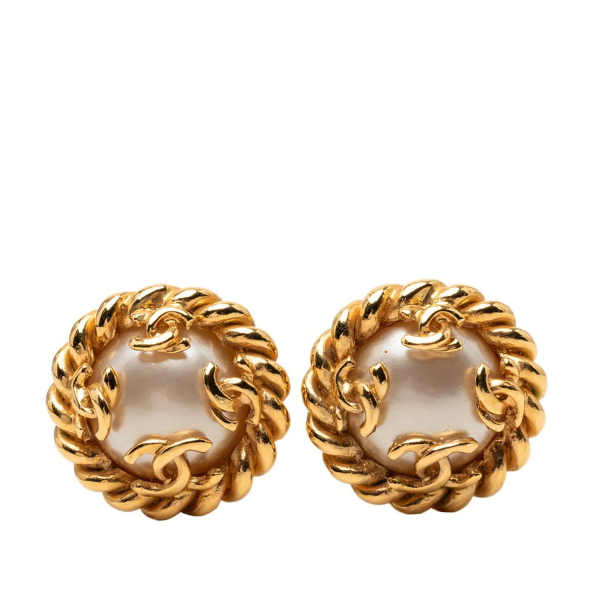 CC Logo Clip-On Earrings Metal Gold-Tone Metal