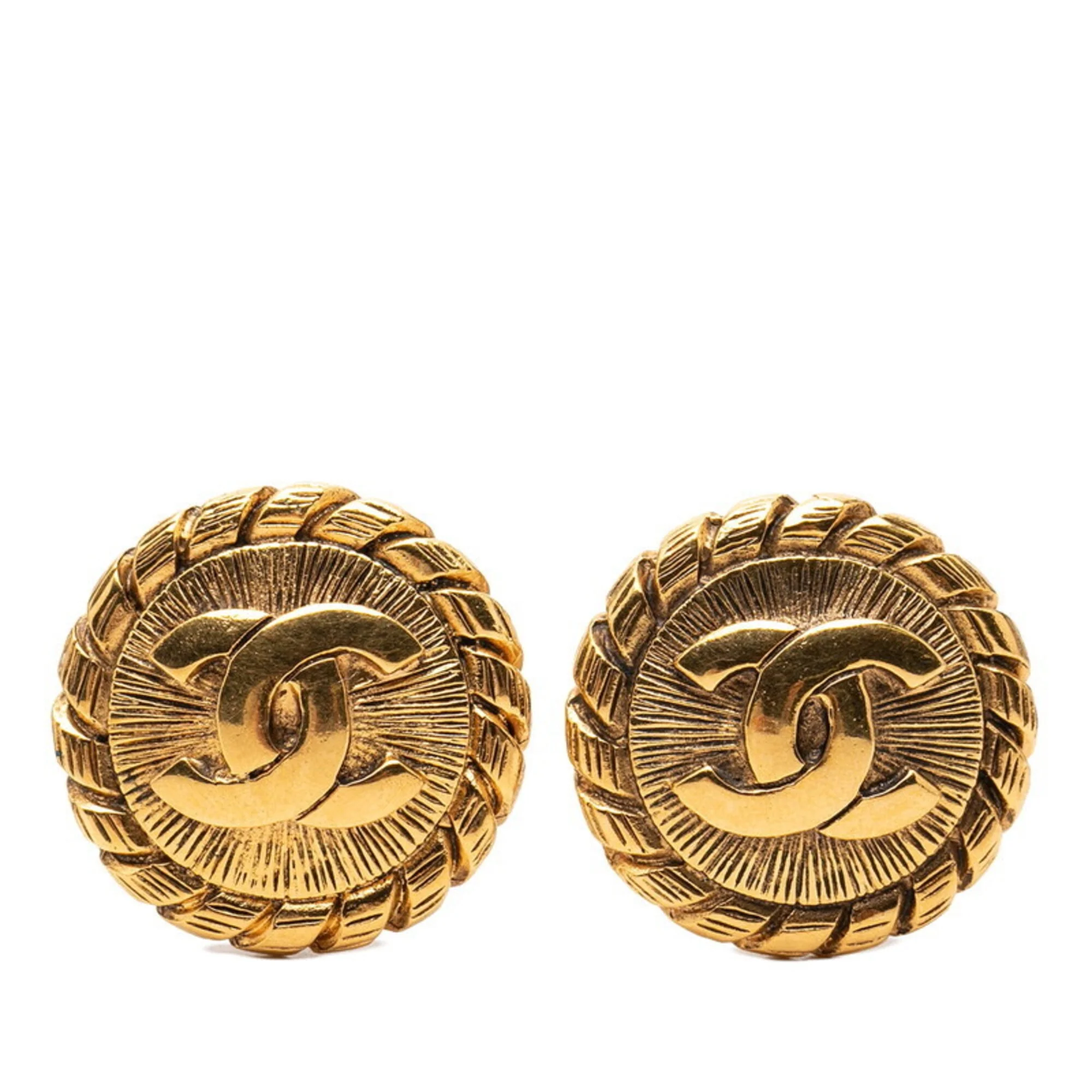CC Logo Clip-On Earrings Metal Gold-Tone Metal