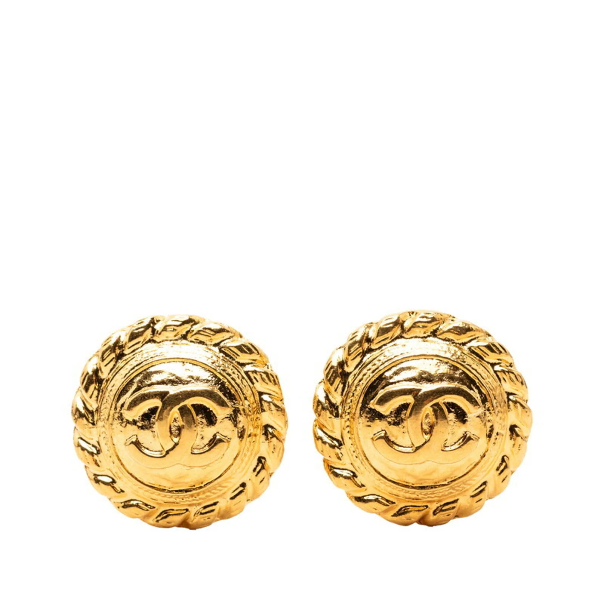 CC Logo Clip-On Earrings Metal Gold-Tone Metal