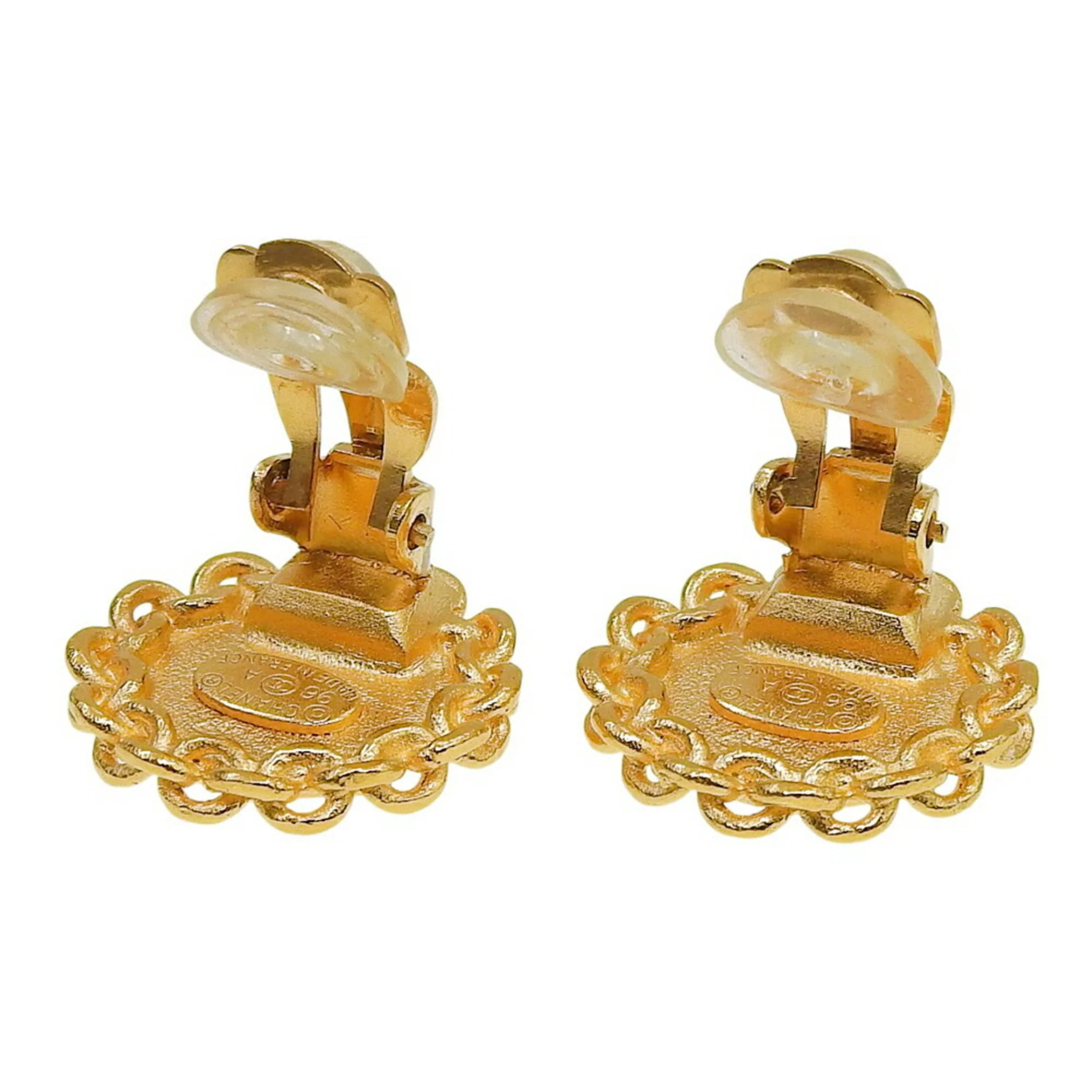 CC Logo Clip-On Earrings Metal Gold-Tone Metal - Image 3