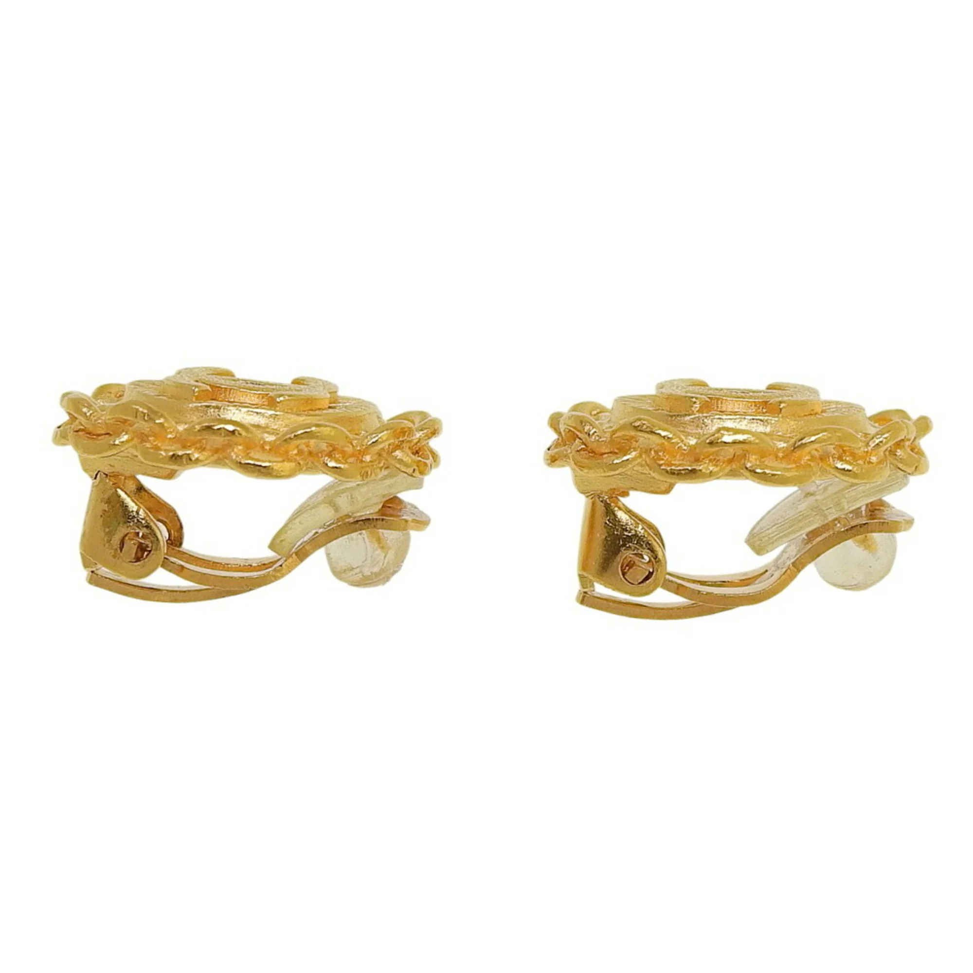 CC Logo Clip-On Earrings Metal Gold-Tone Metal - Image 4