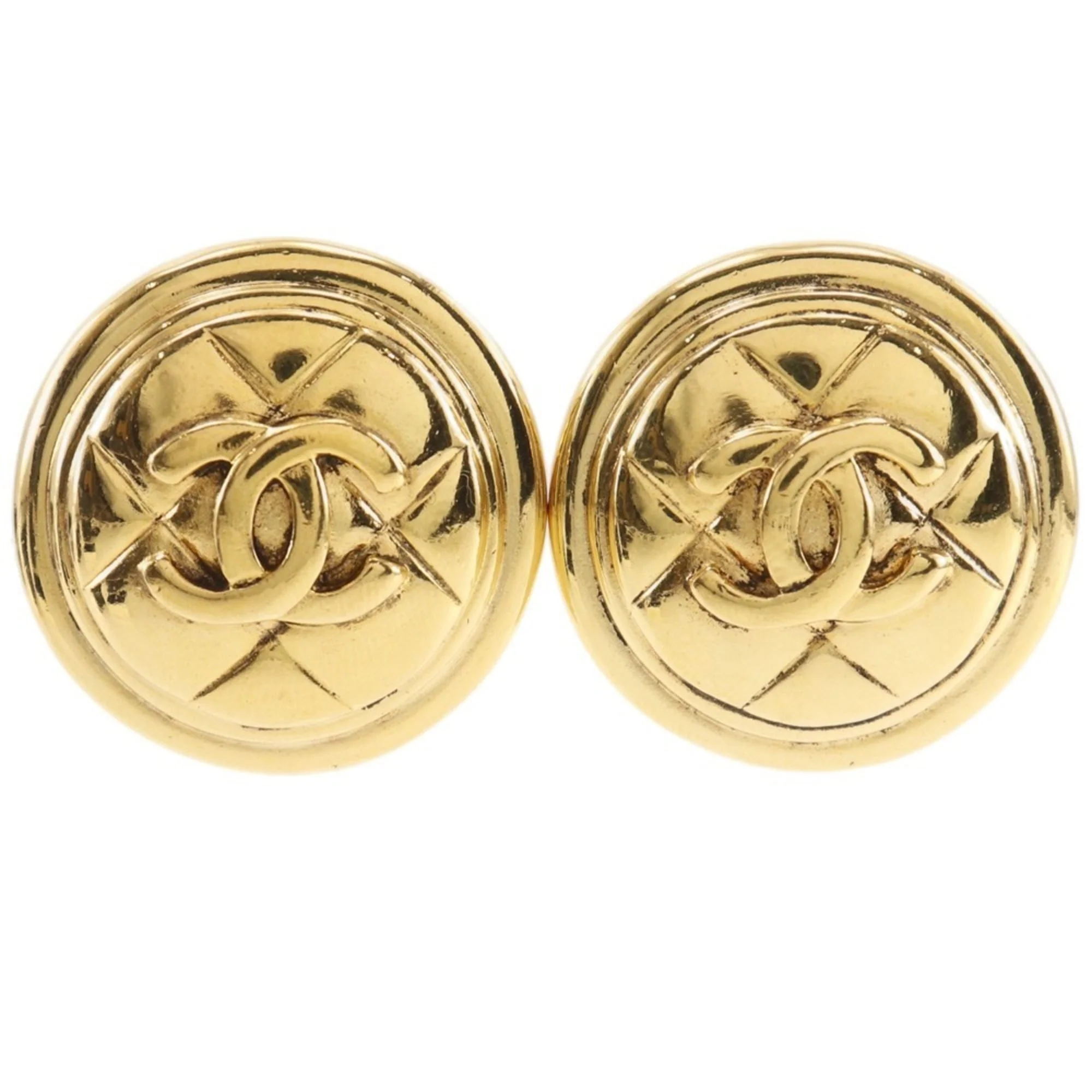 CC Logo Clip-On Earrings Metal Gold-Tone Metal