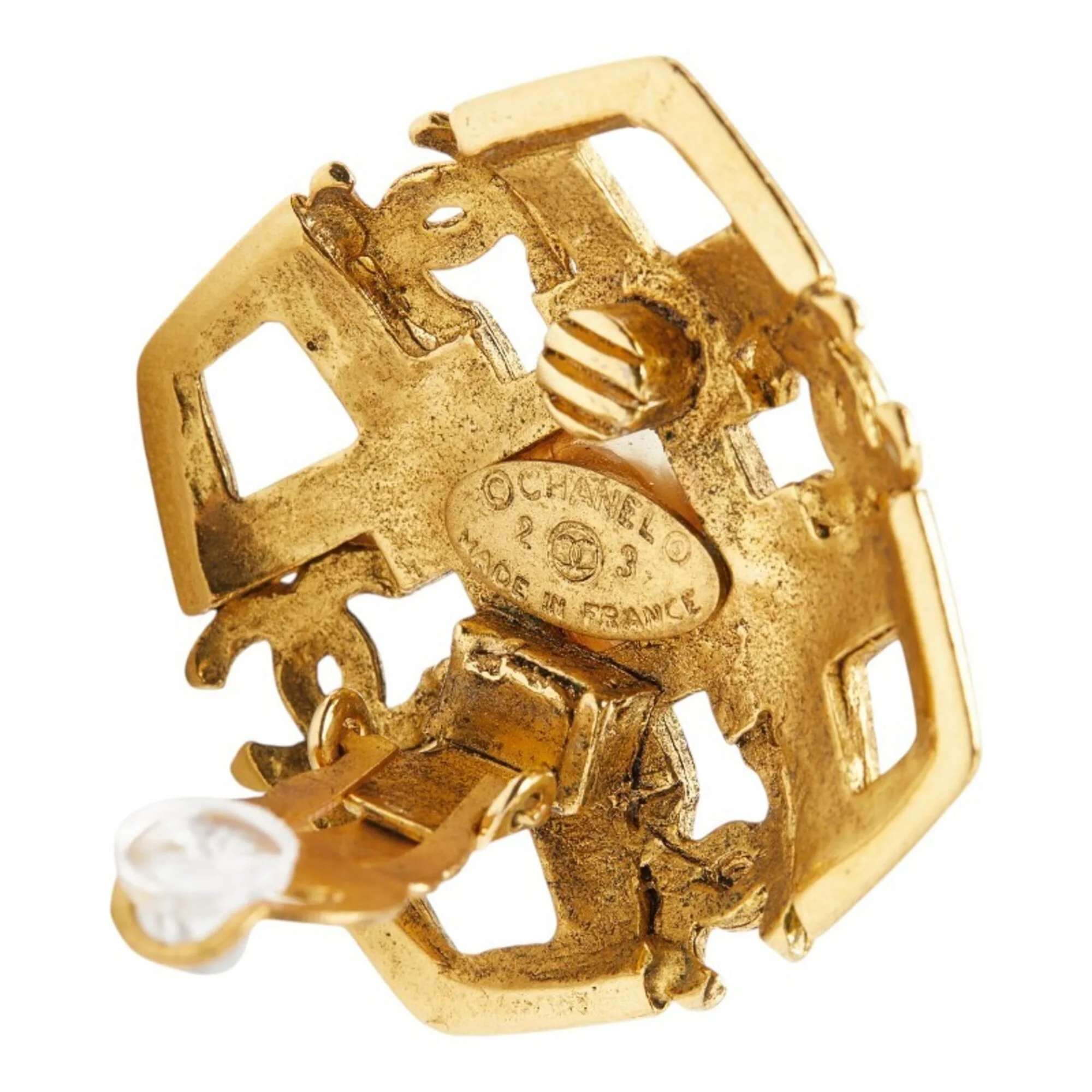 CC Logo Clip-On Earrings Metal Gold-Tone Metal - Image 4