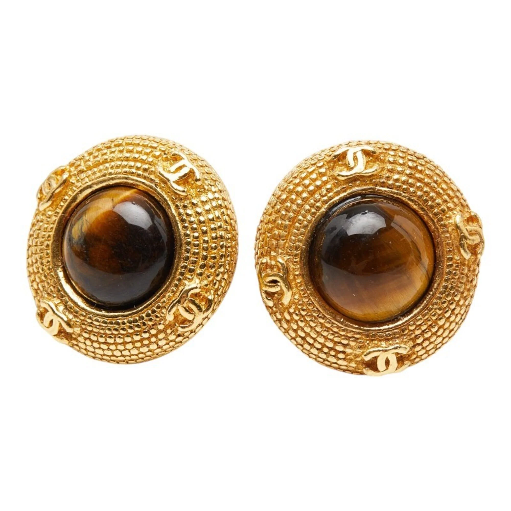 CC Logo Clip-On Earrings Metal Gold-Tone Metal