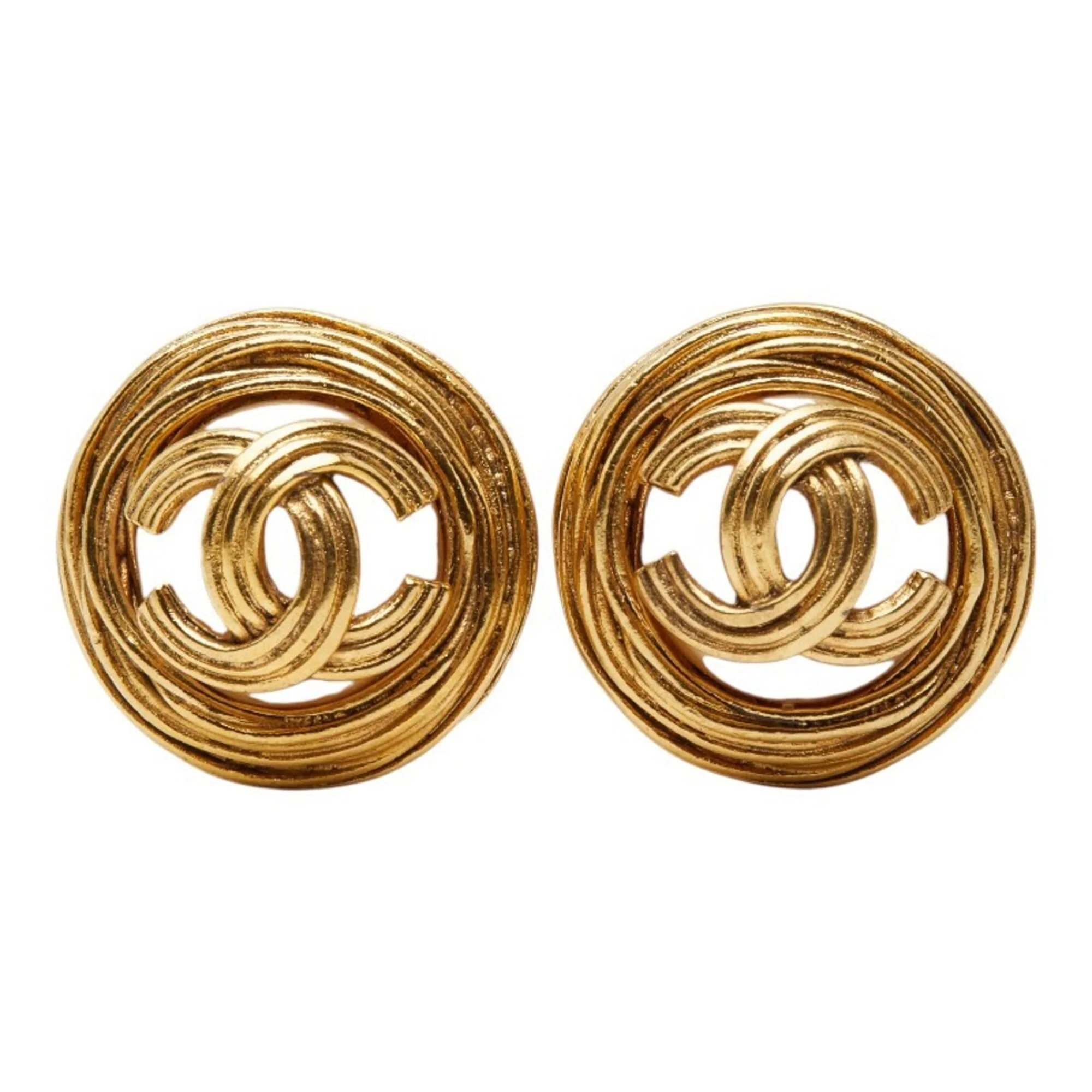 CC Logo Clip-On Earrings Metal Gold-Tone Metal