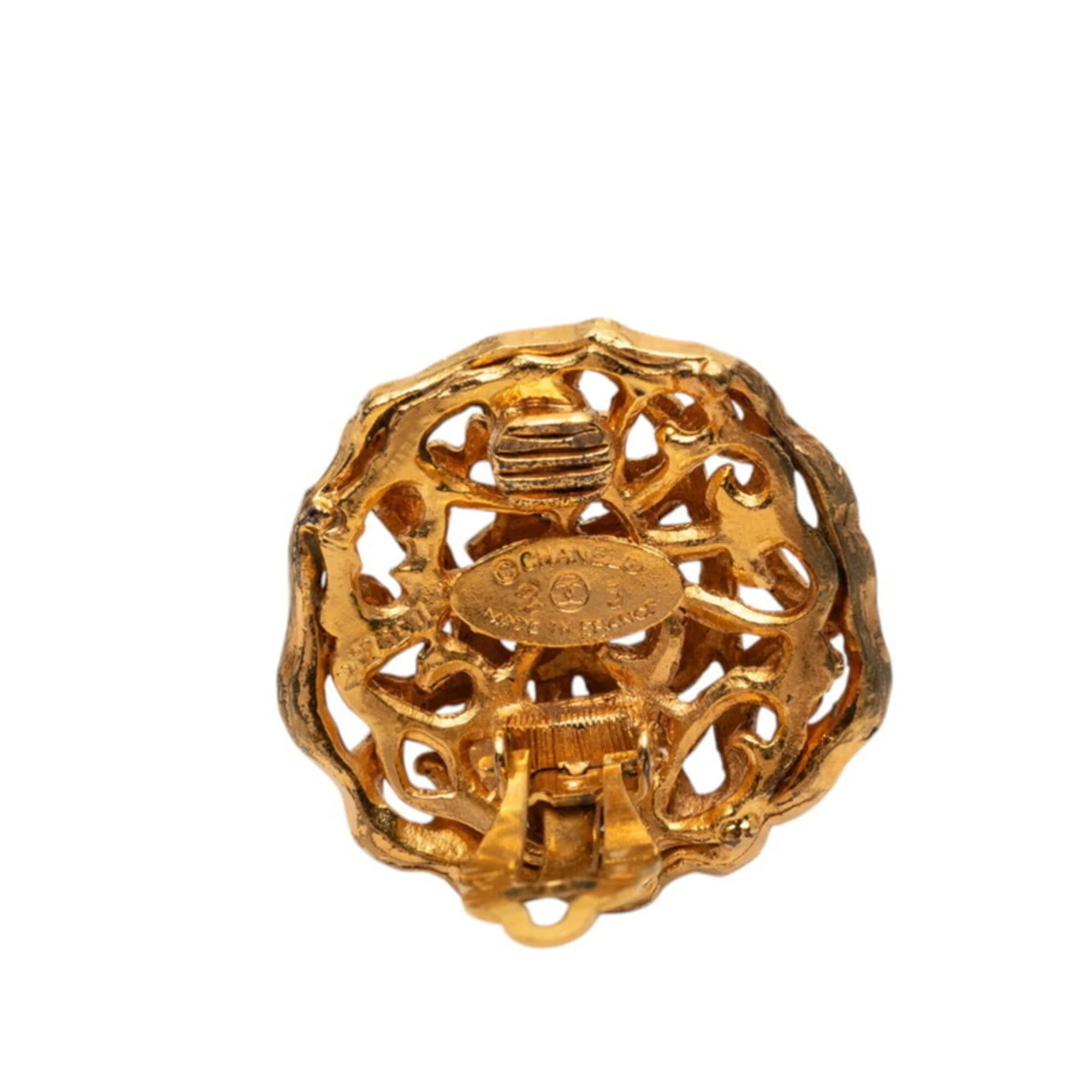 CC Logo Clip-On Earrings Metal Gold-Tone Metal - Image 3