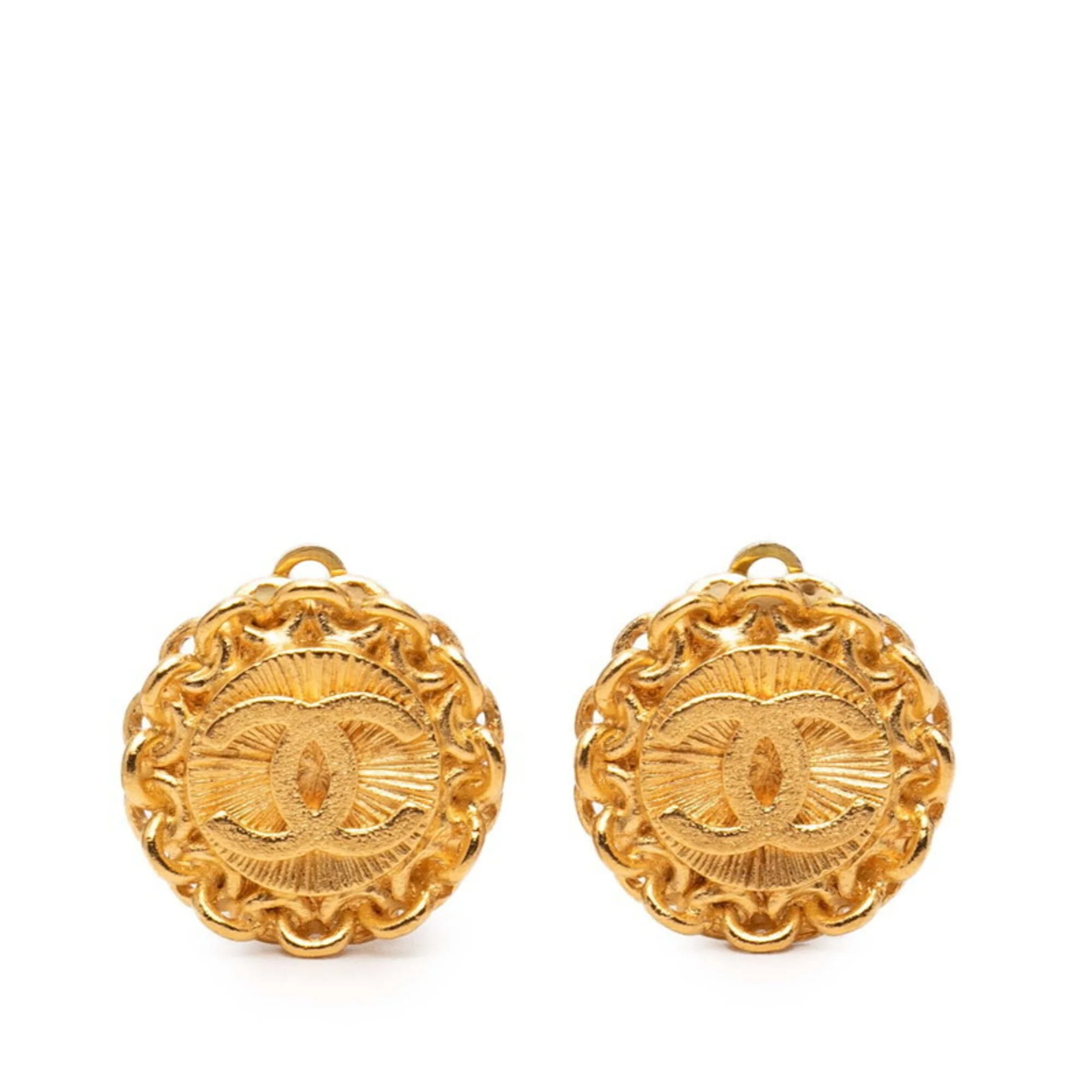 CC Logo Clip-On Earrings Metal Gold-Tone Metal