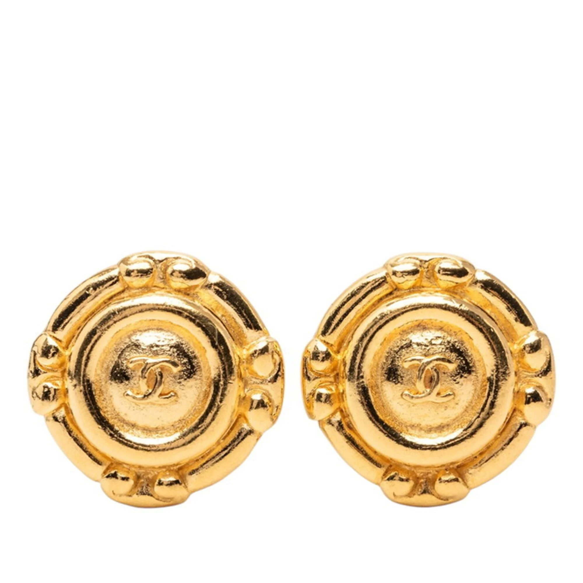 CC Logo Clip-On Earrings Metal Gold-Tone Metal