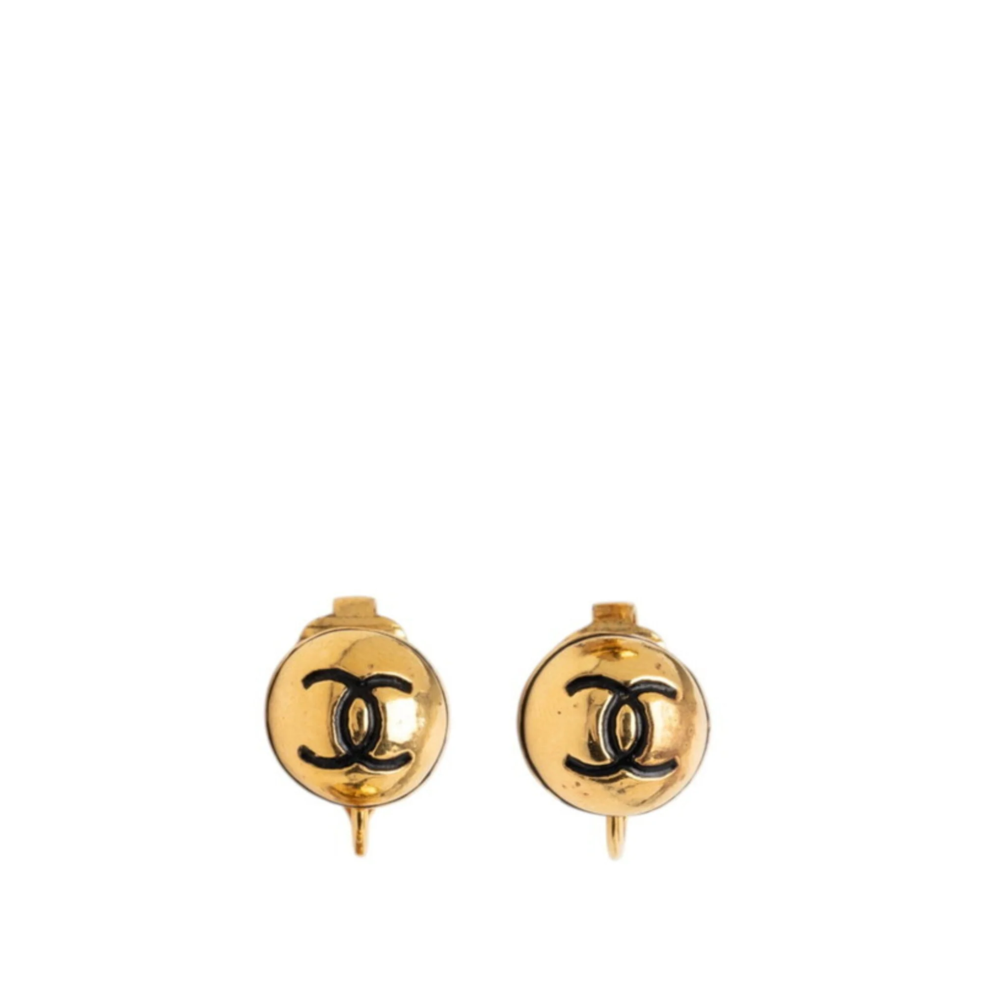 CC Logo Clip-On Earrings Metal Gold-Tone Metal