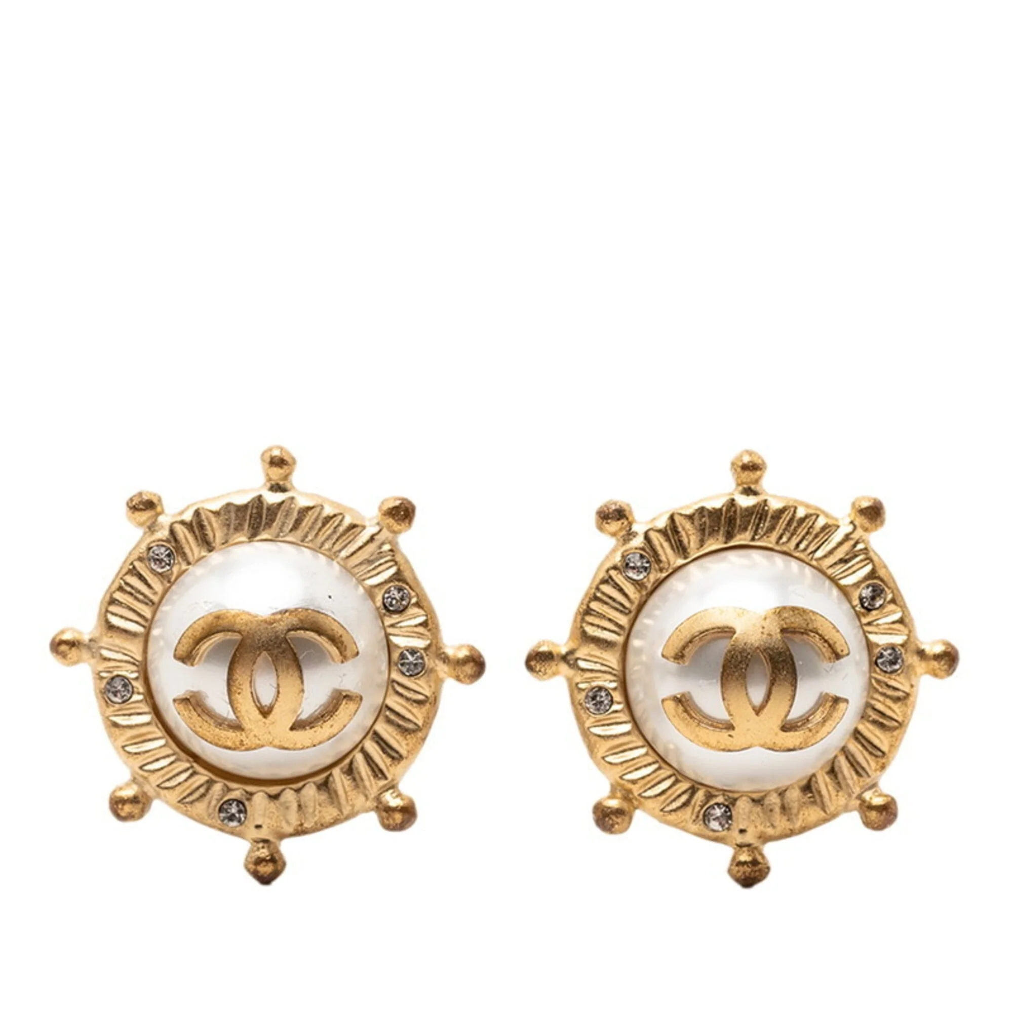 CC Logo Clip-On Earrings Metal Gold-Tone Metal