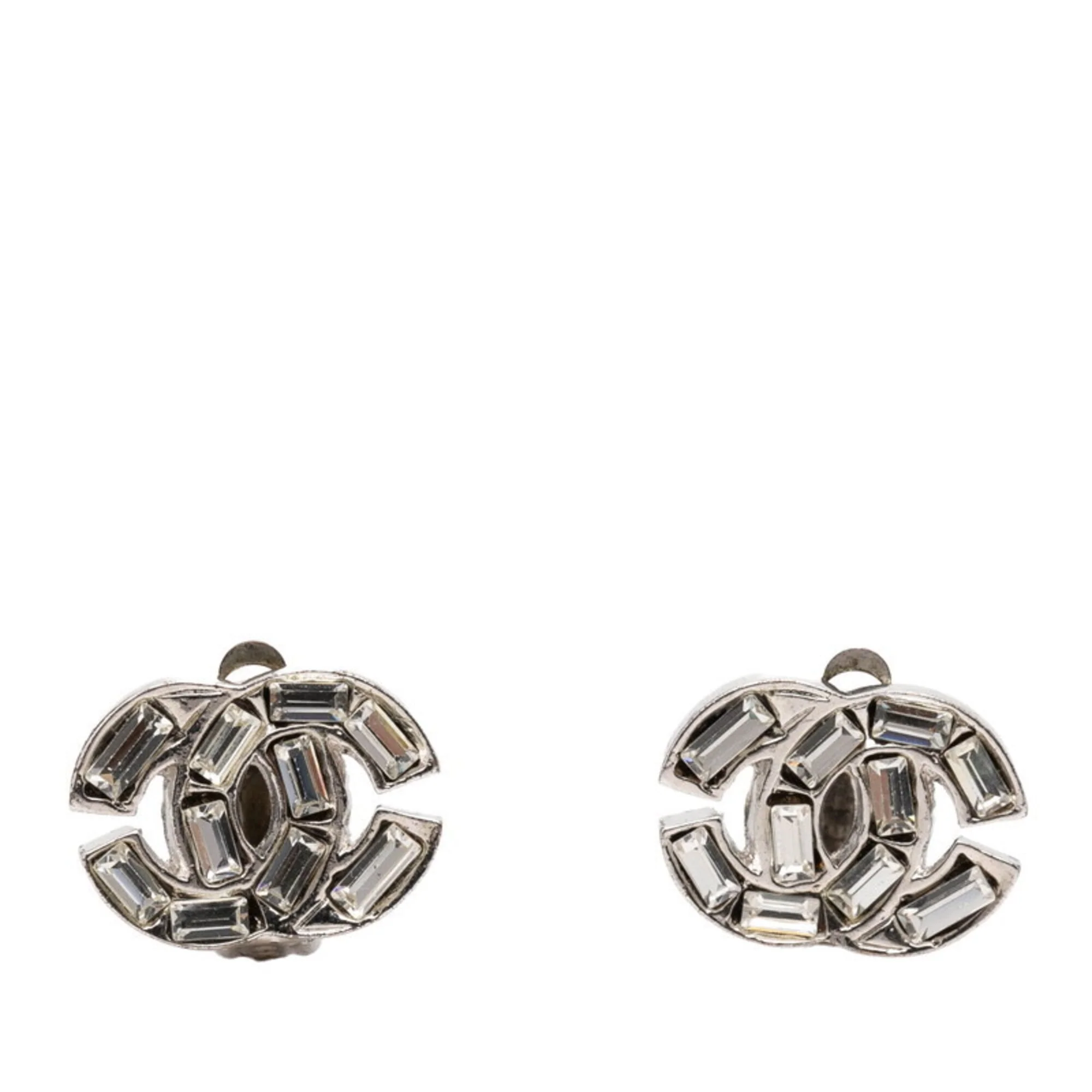 CC Logo Clip-On Earrings Metal Silver-Tone Metal