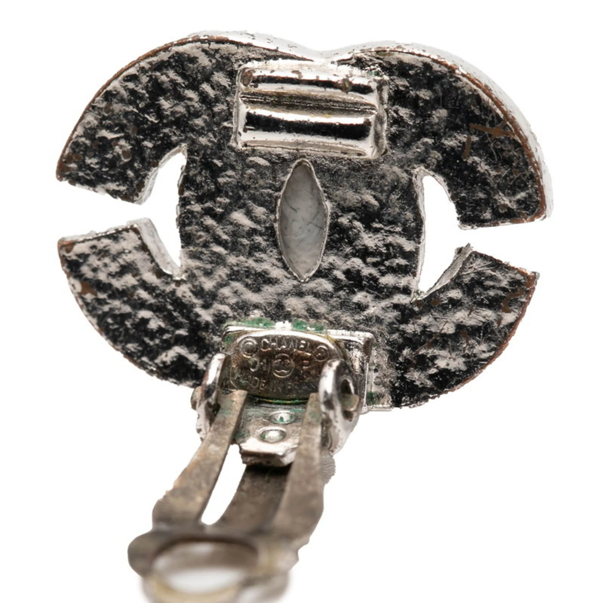 CC Logo Clip-On Earrings Metal Silver-Tone Metal - Image 3