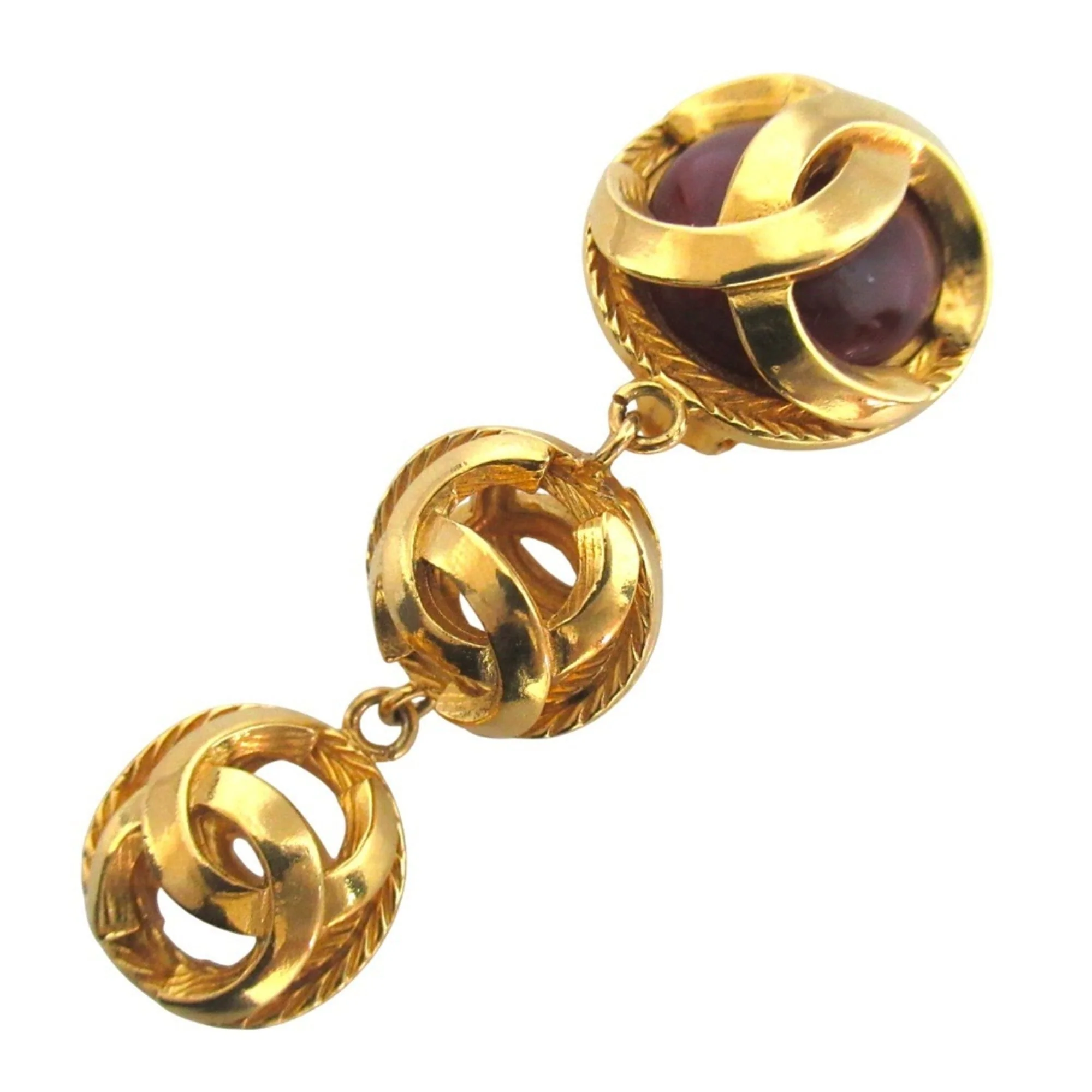 CC Logo Clip-On Single Earring Metal Gold-Tone Metal