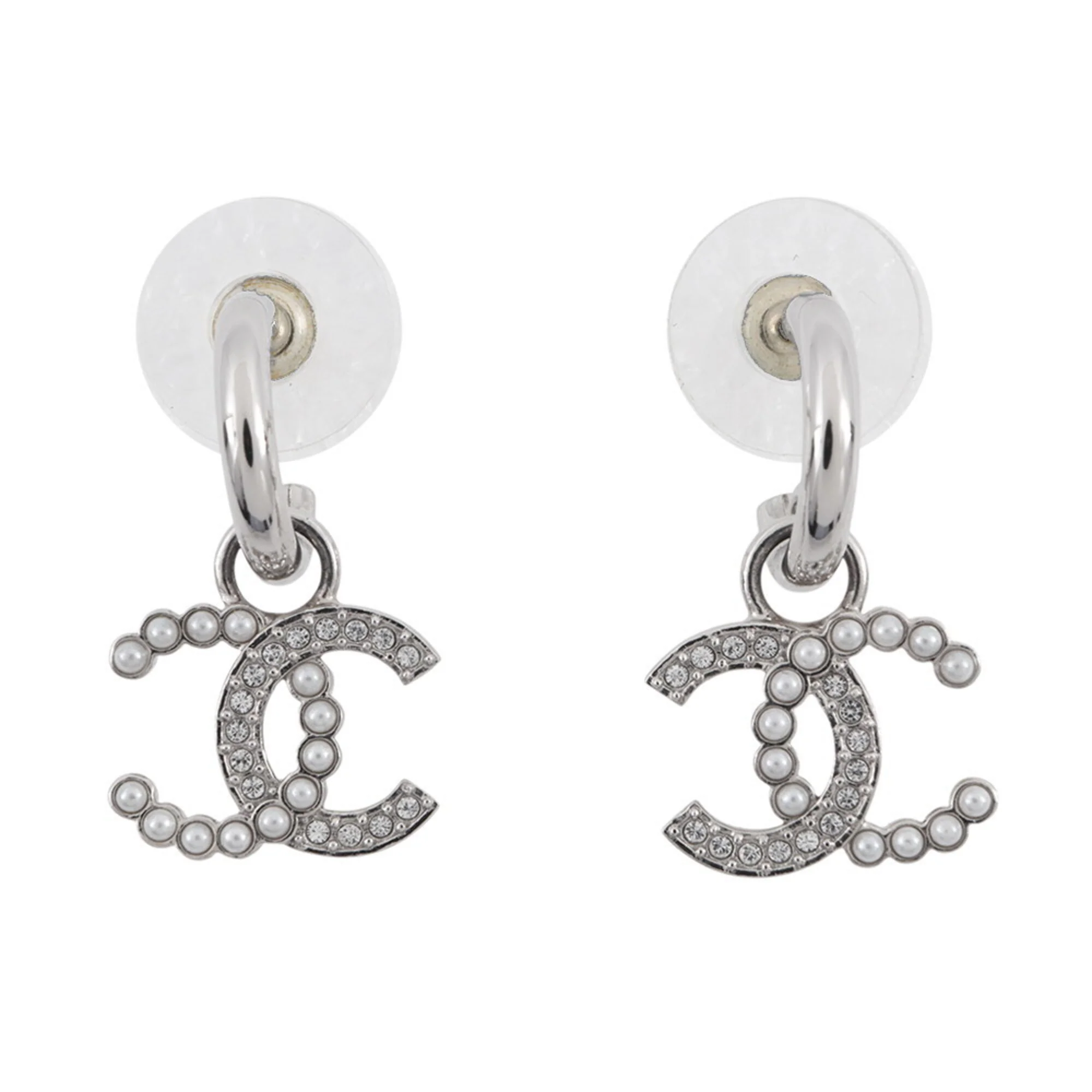CC Logo Earrings Metal Silver-Tone Metal