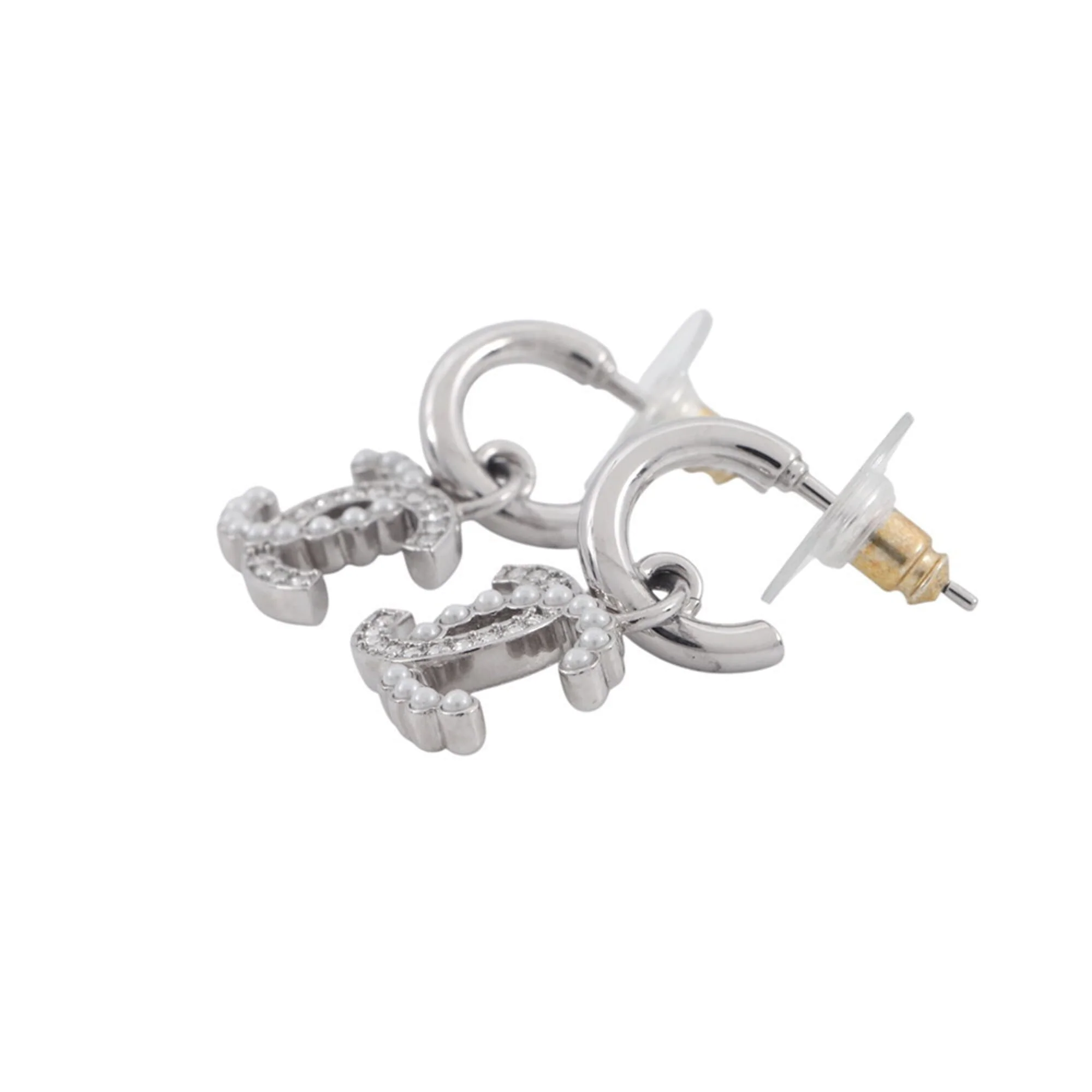 CC Logo Earrings Metal Silver-Tone Metal - Image 2