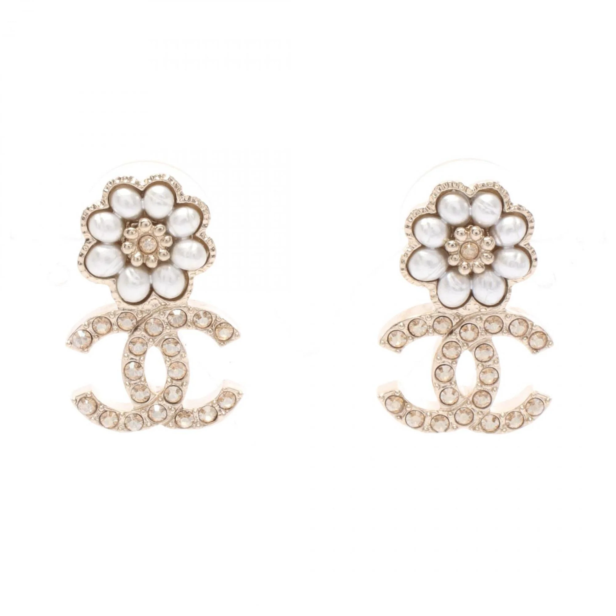 CC Logo Flower Earrings Metal