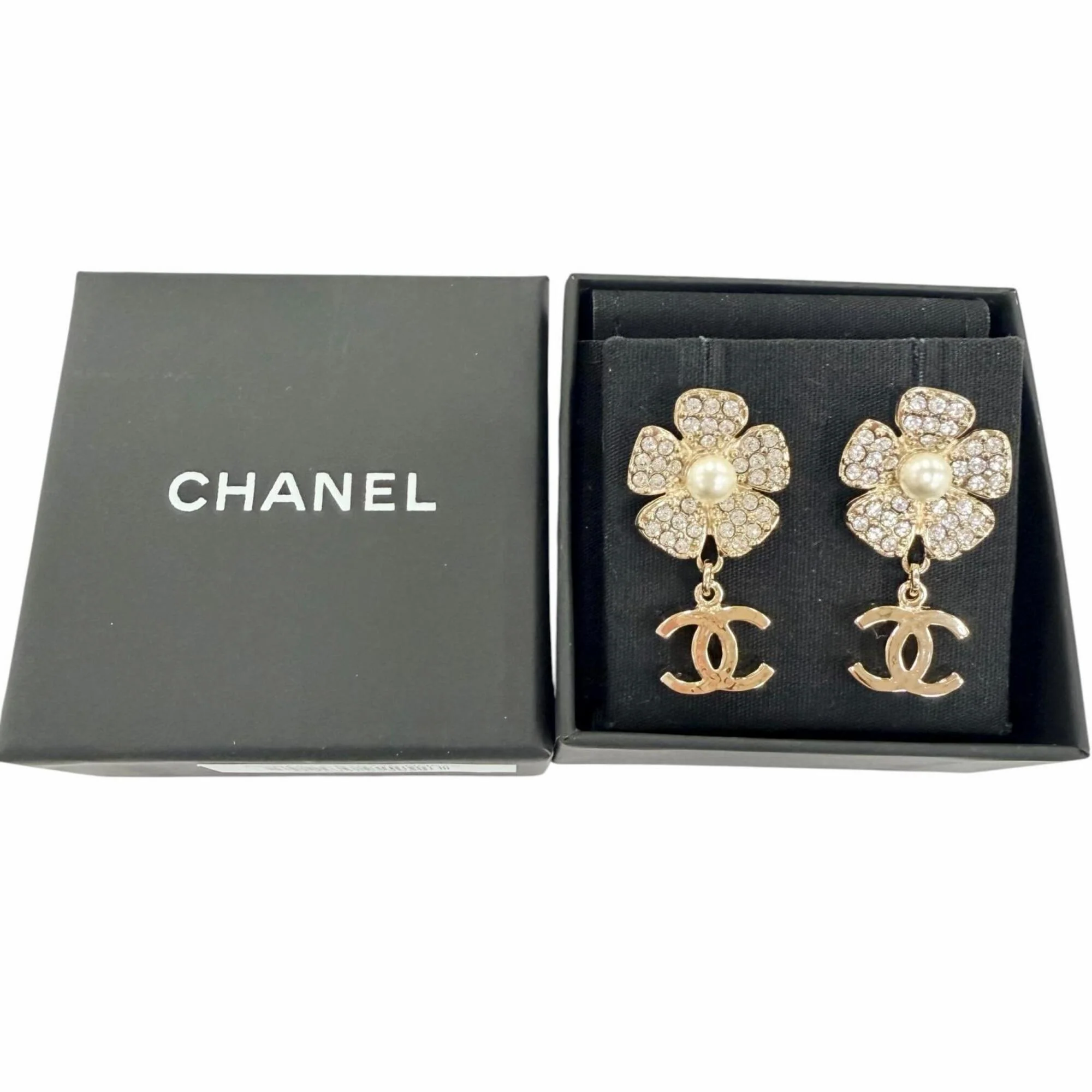 CC Logo Flower Earrings Metal Gold-Tone Metal - Image 2