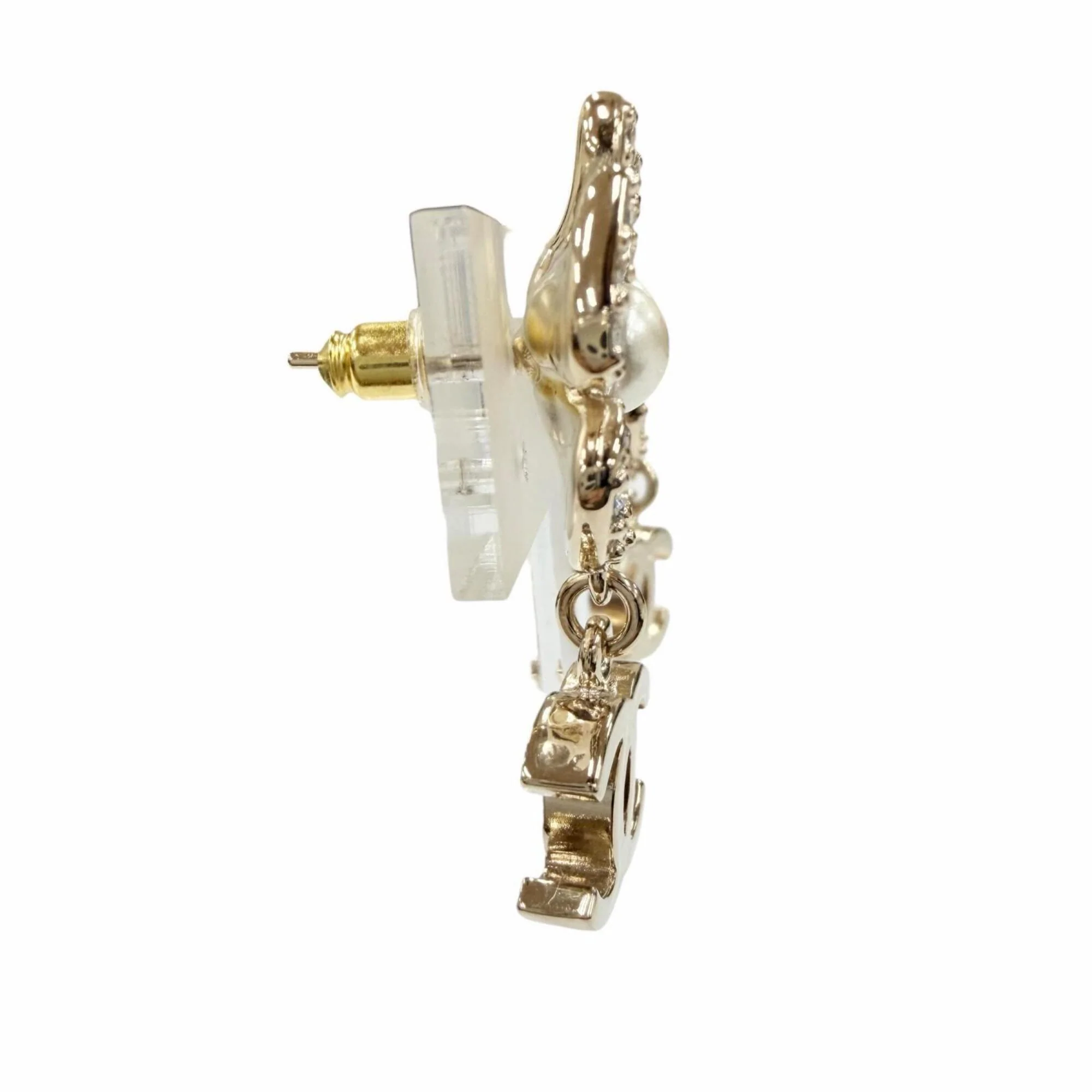 CC Logo Flower Earrings Metal Gold-Tone Metal - Image 5