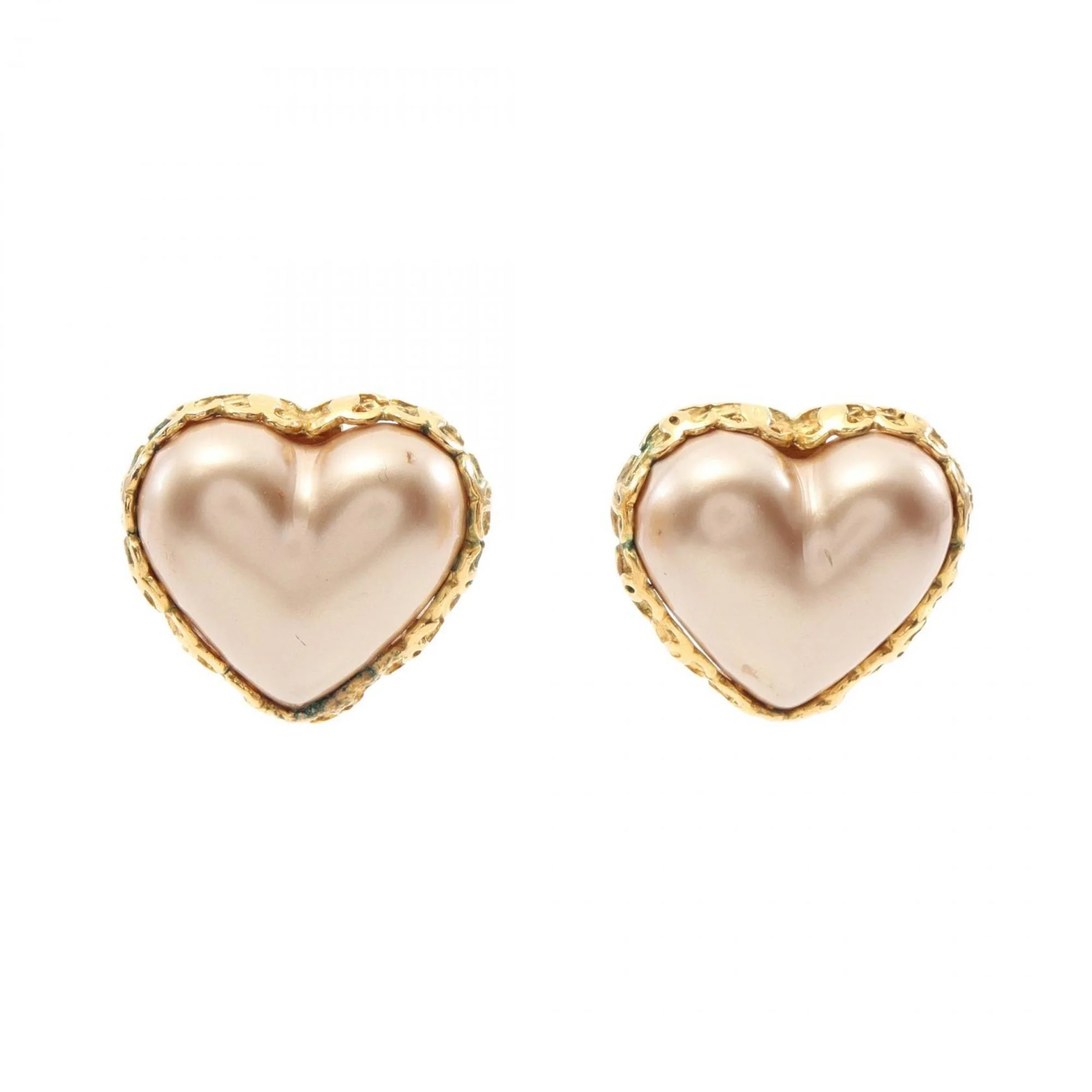 CC Logo Heart Clip-On Earrings Metal Gold-Tone Metal - Image 2