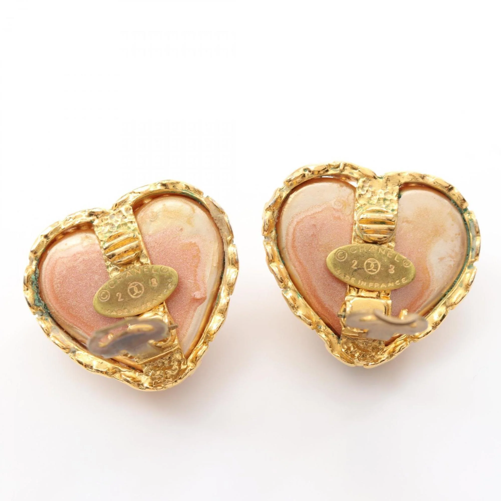 CC Logo Heart Clip-On Earrings Metal Gold-Tone Metal - Image 6