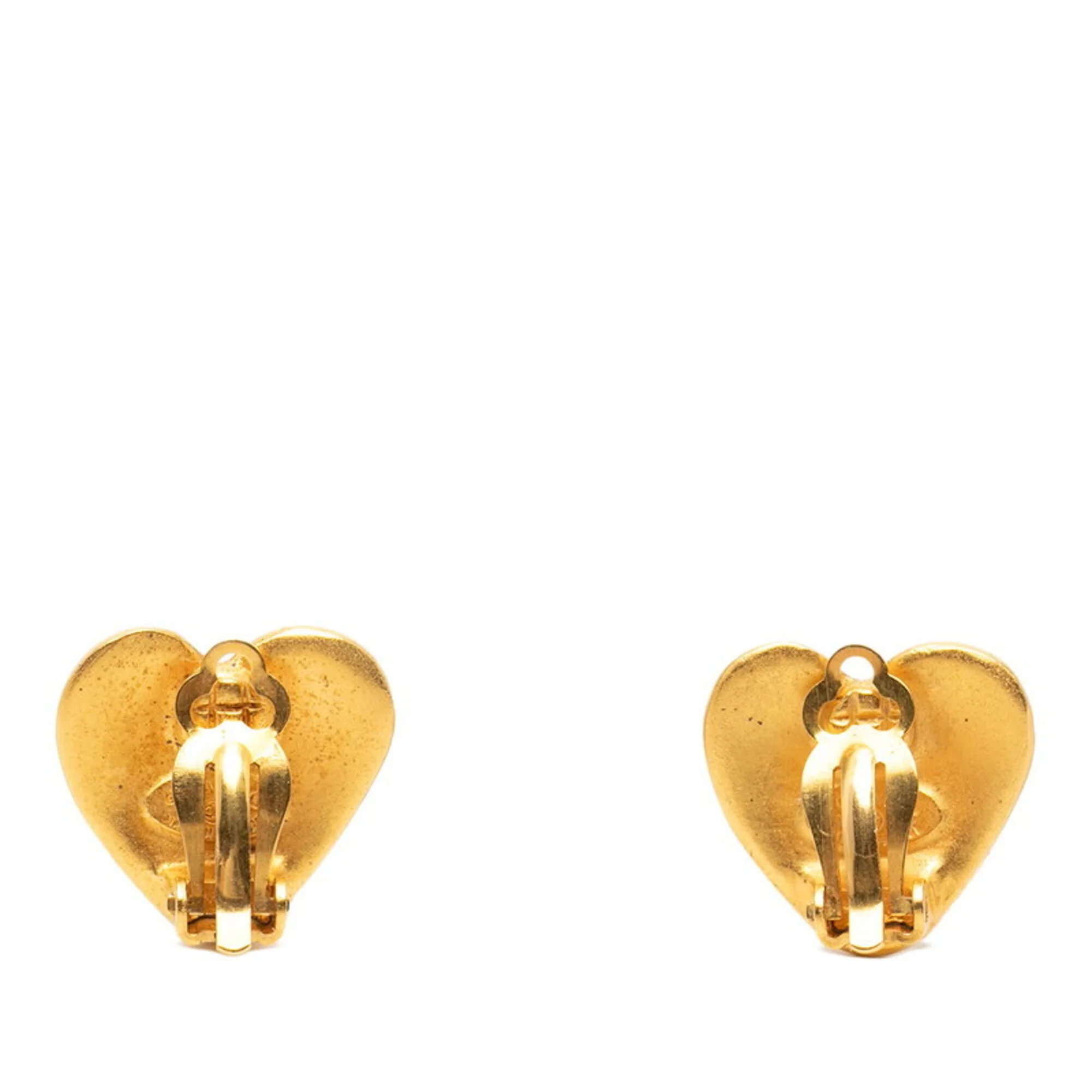 CC Logo Heart Clip-On Earrings Metal Gold-Tone Metal - Image 2