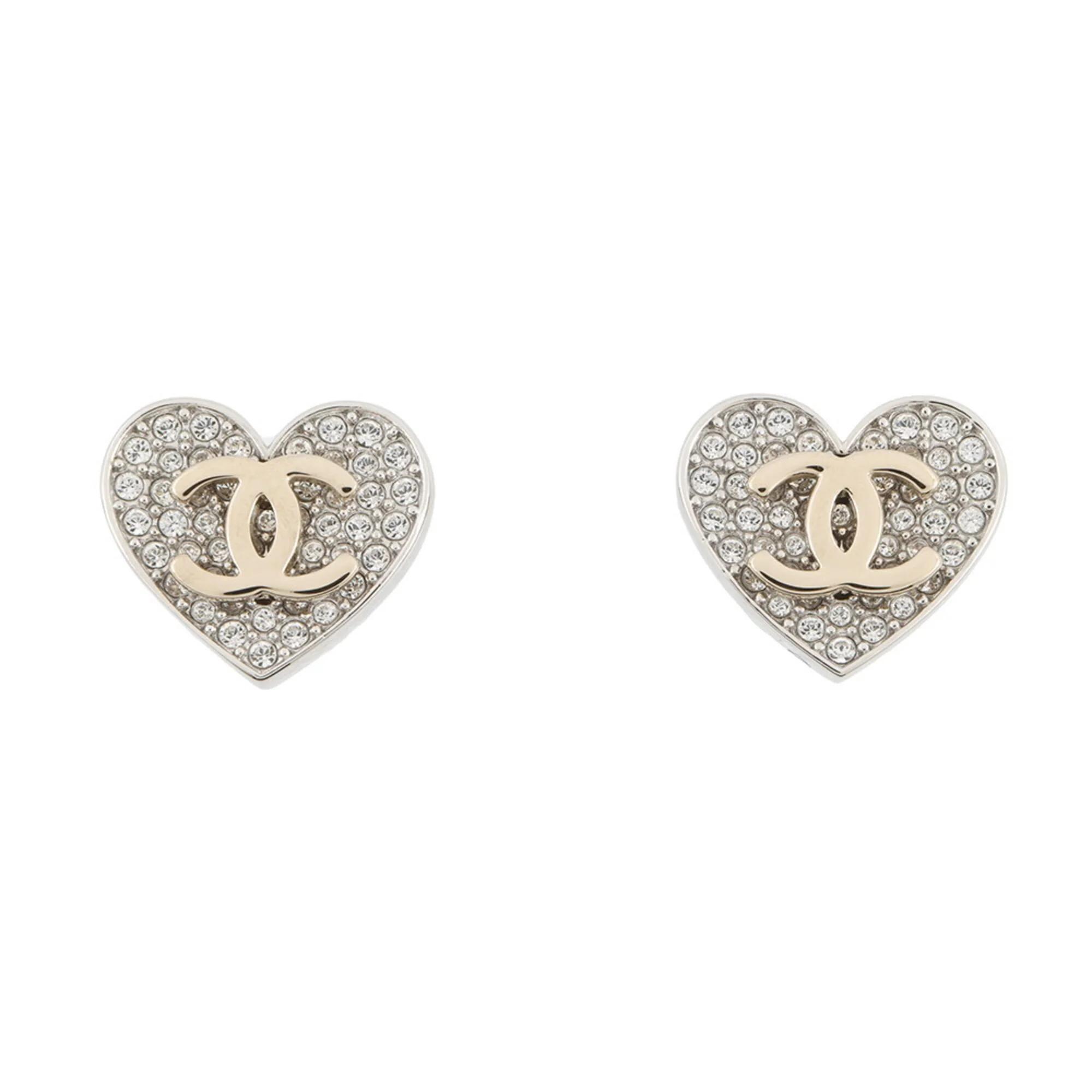 CC Logo Heart Earrings Gold-Tone Metal Gold-Tone Metal
