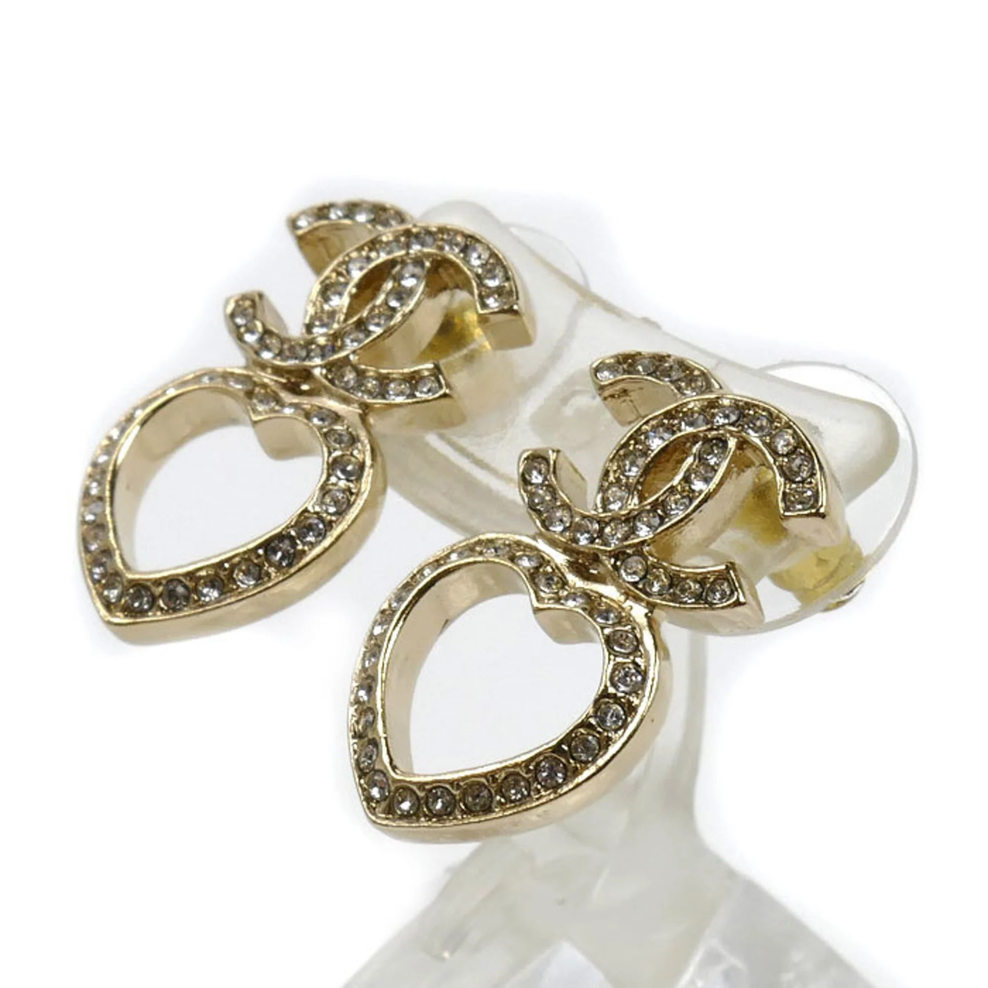 CC Logo Heart Earrings Metal - Image 2
