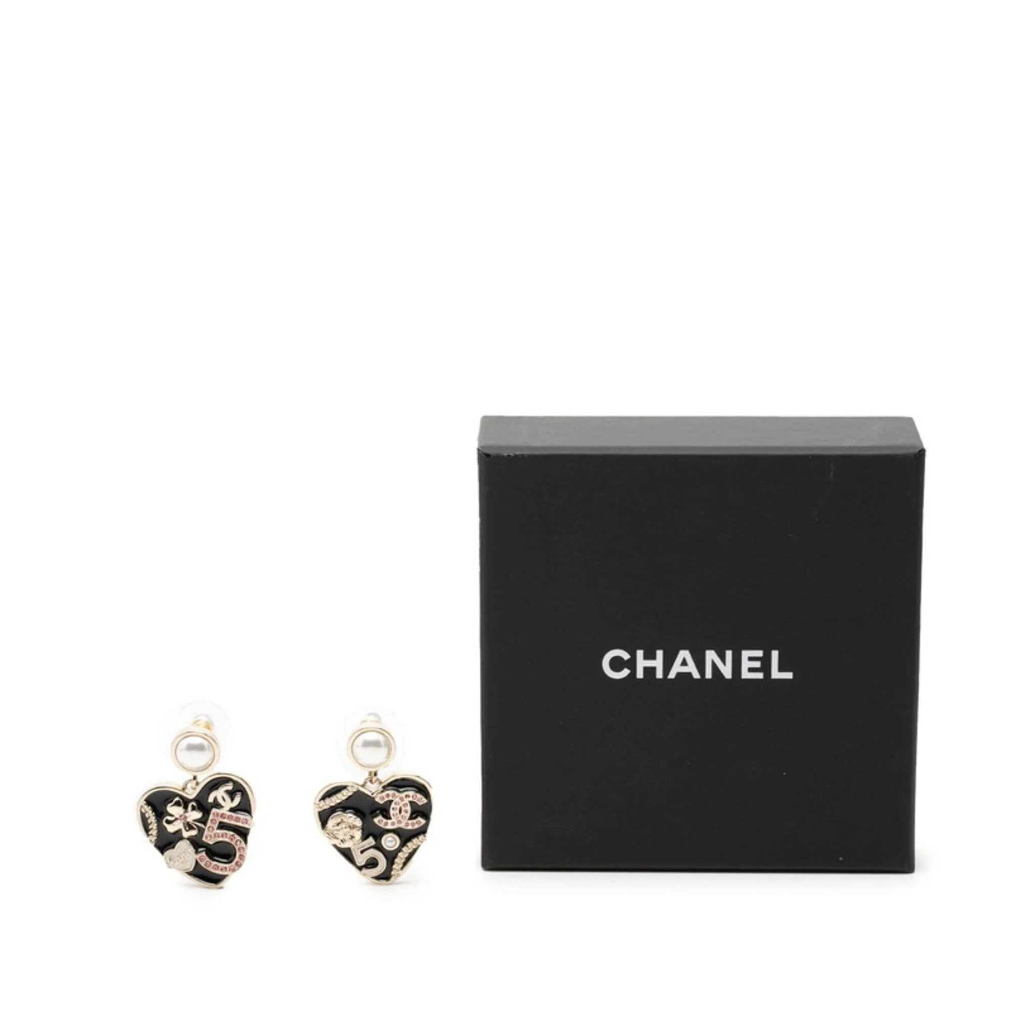 CC Logo Heart Earrings Metal Gold-Tone Metal - Image 4