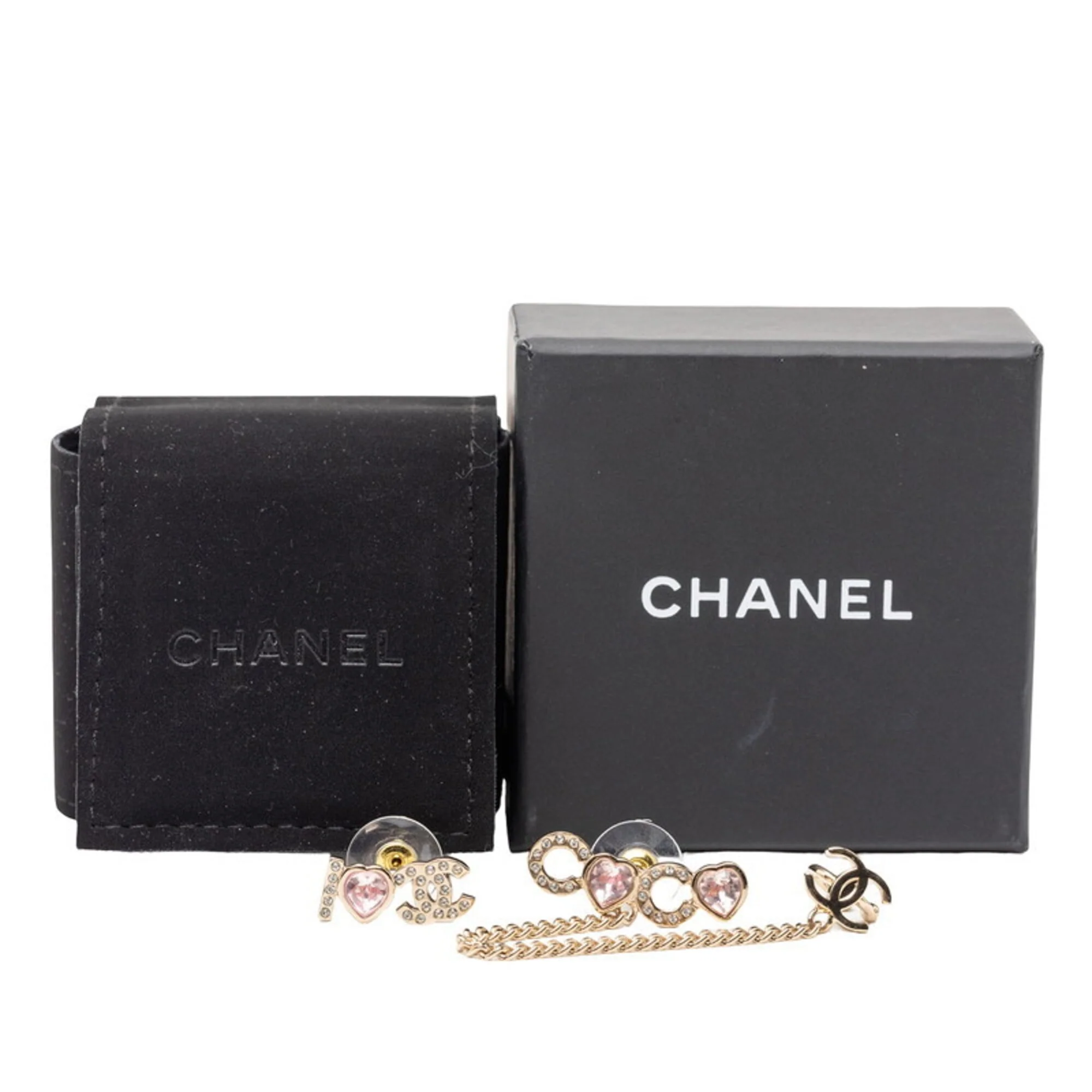 CC Logo Heart Earrings Metal Gold-Tone Metal - Image 4