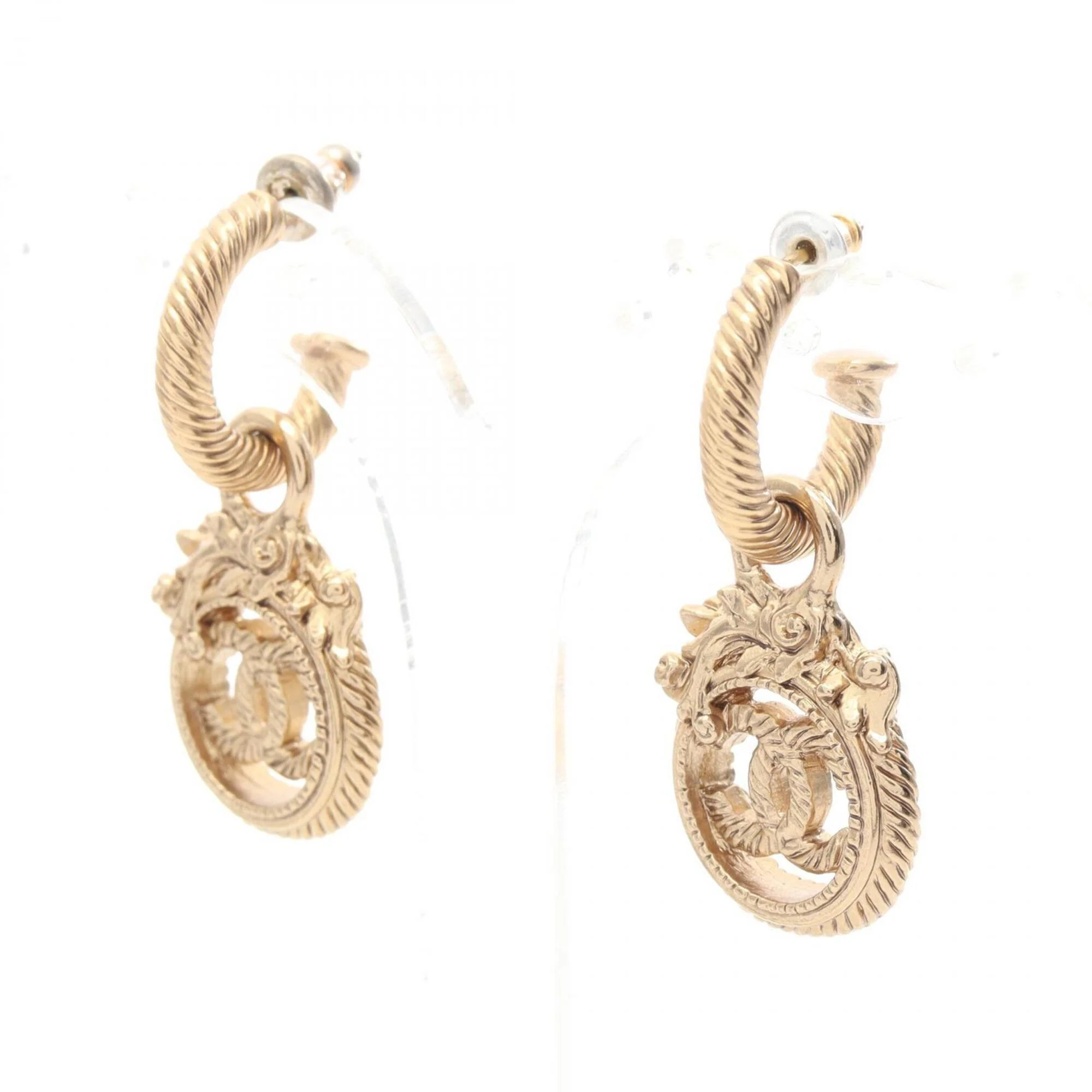 CC Logo Hoop Earrings Metal Gold-Tone Metal - Image 2