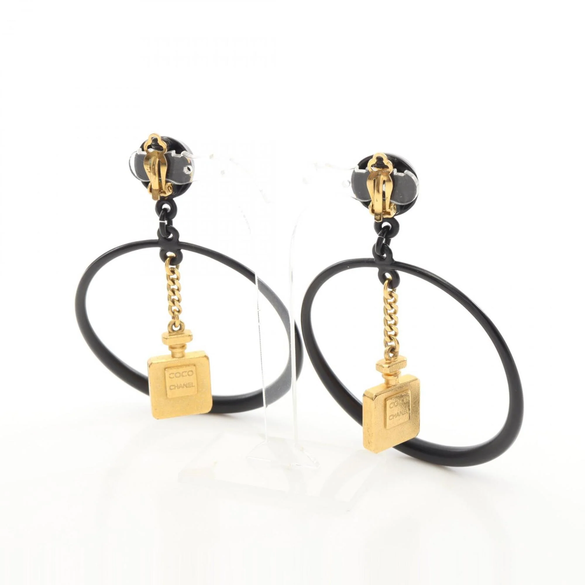 CC Logo Hoop Earrings Metal Gold-Tone Metal - Image 2