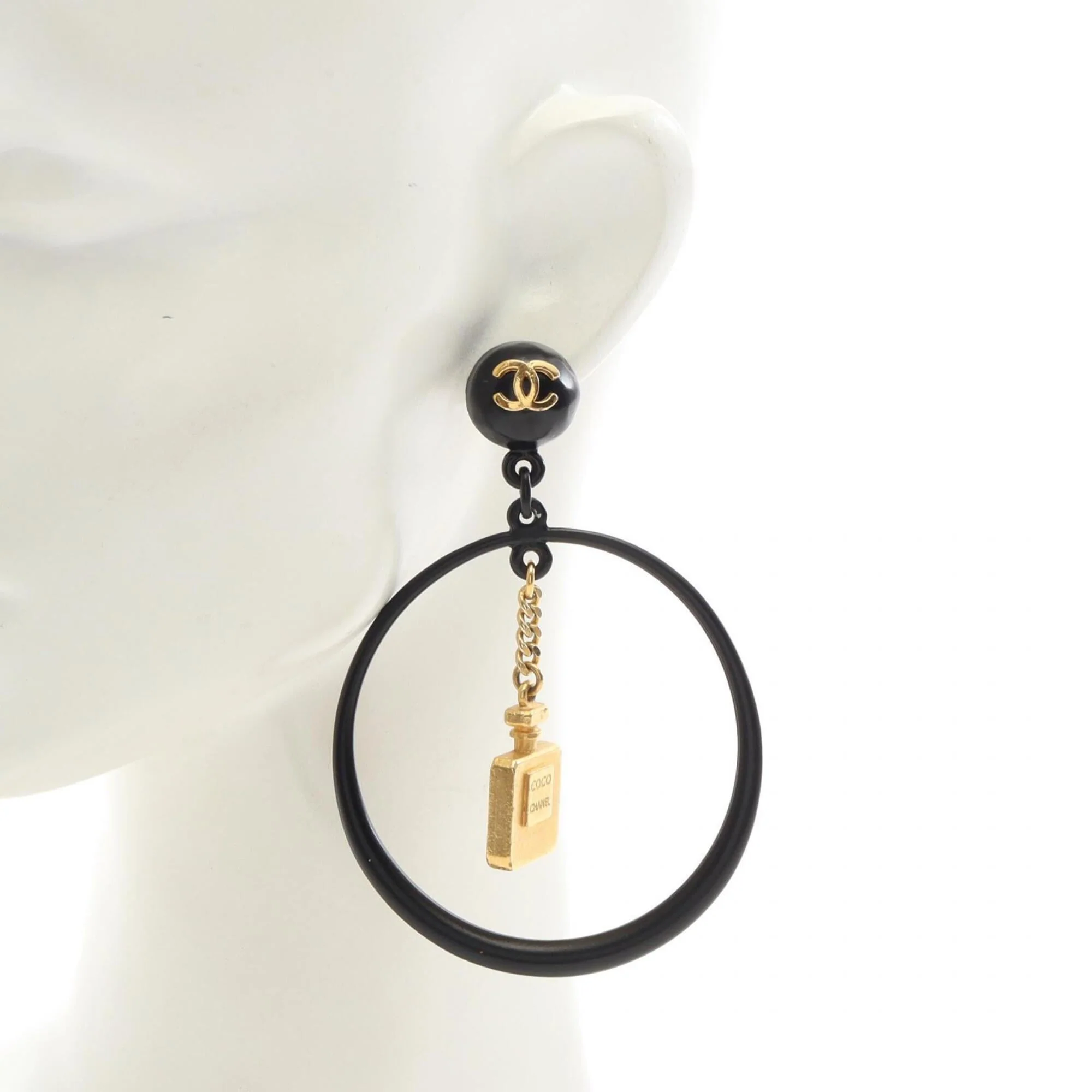 CC Logo Hoop Earrings Metal Gold-Tone Metal - Image 4