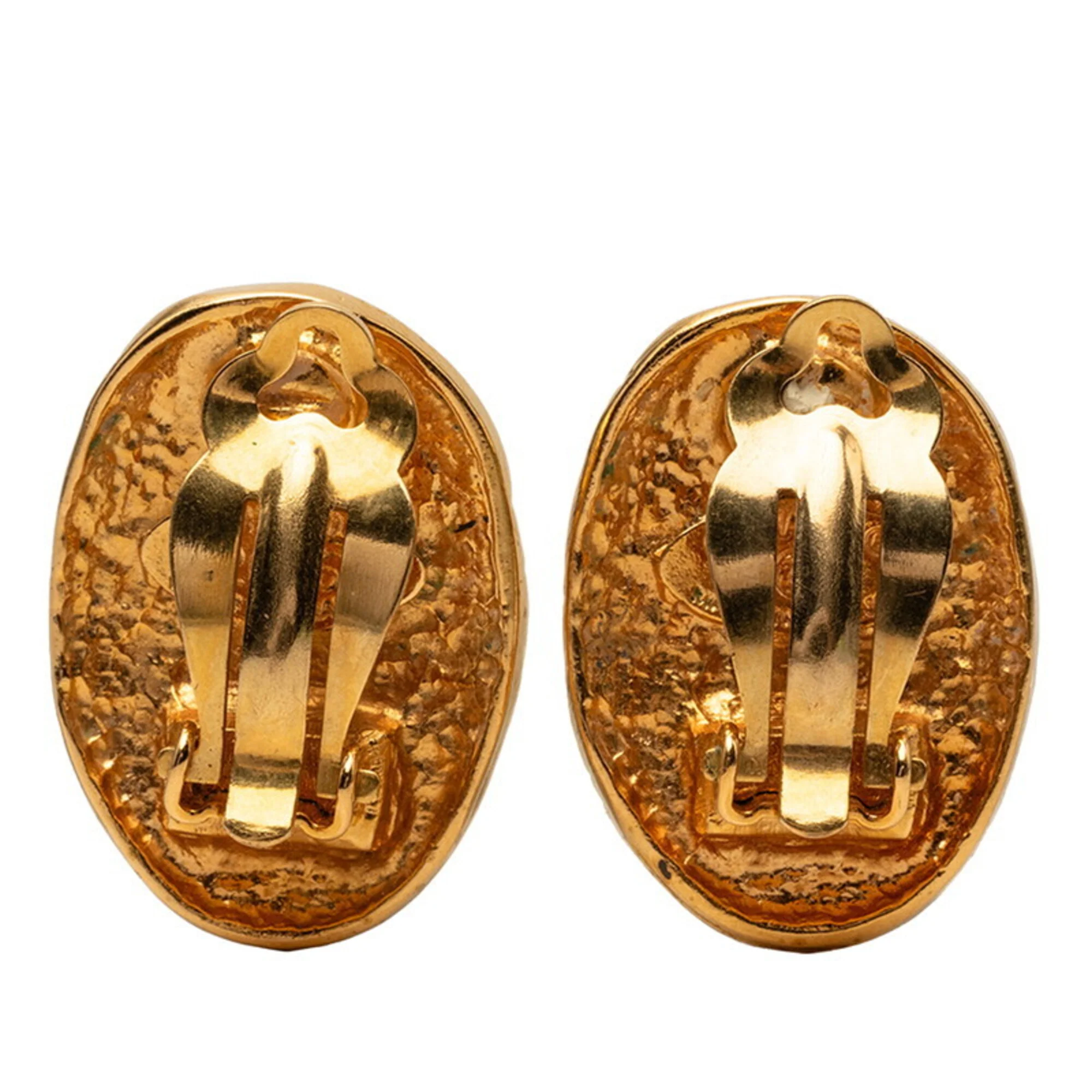CC Logo Oval Clip-On Earrings Metal Gold-Tone Metal - Image 2
