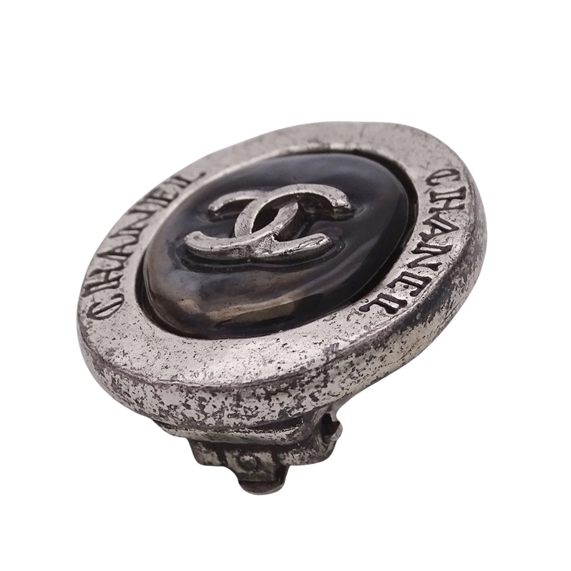 CC Logo Oval Clip-On Earrings Sterling Silver Silver-Tone Metal - Image 9