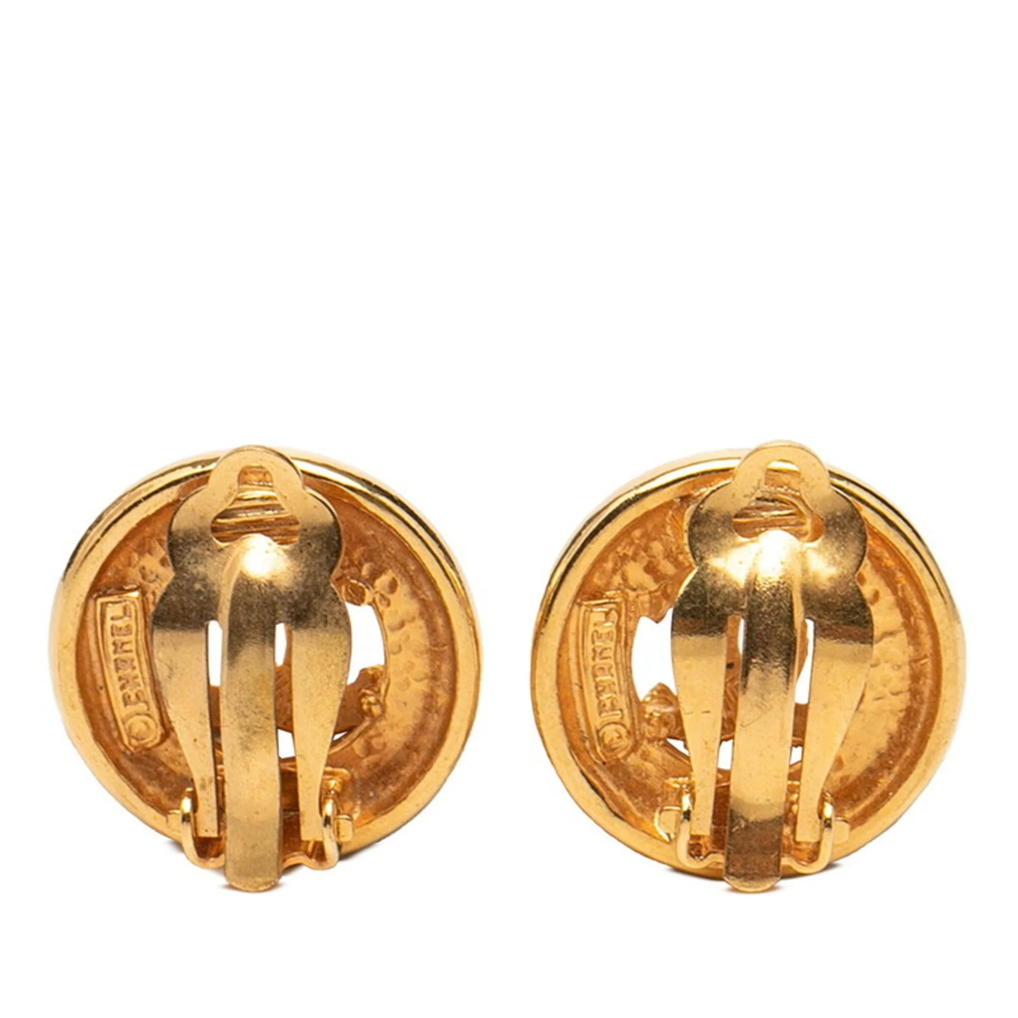 CC Logo Round Circle Earrings Metal Gold-Tone Metal - Image 2