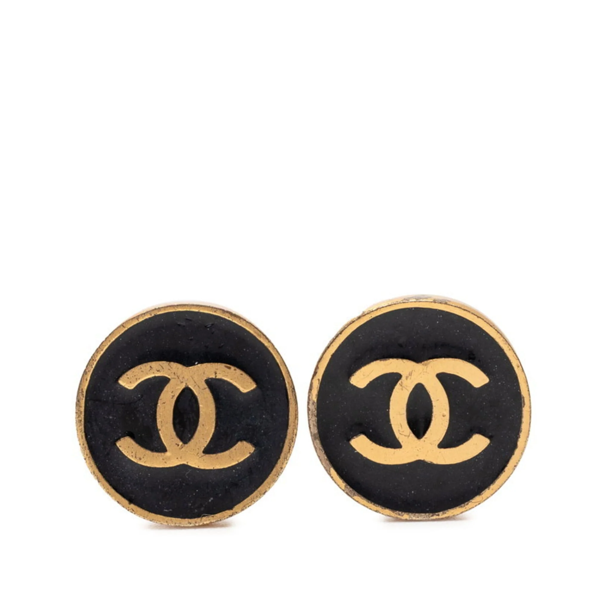 CC Logo Round Clip-On Earrings Gold-Tone Metal