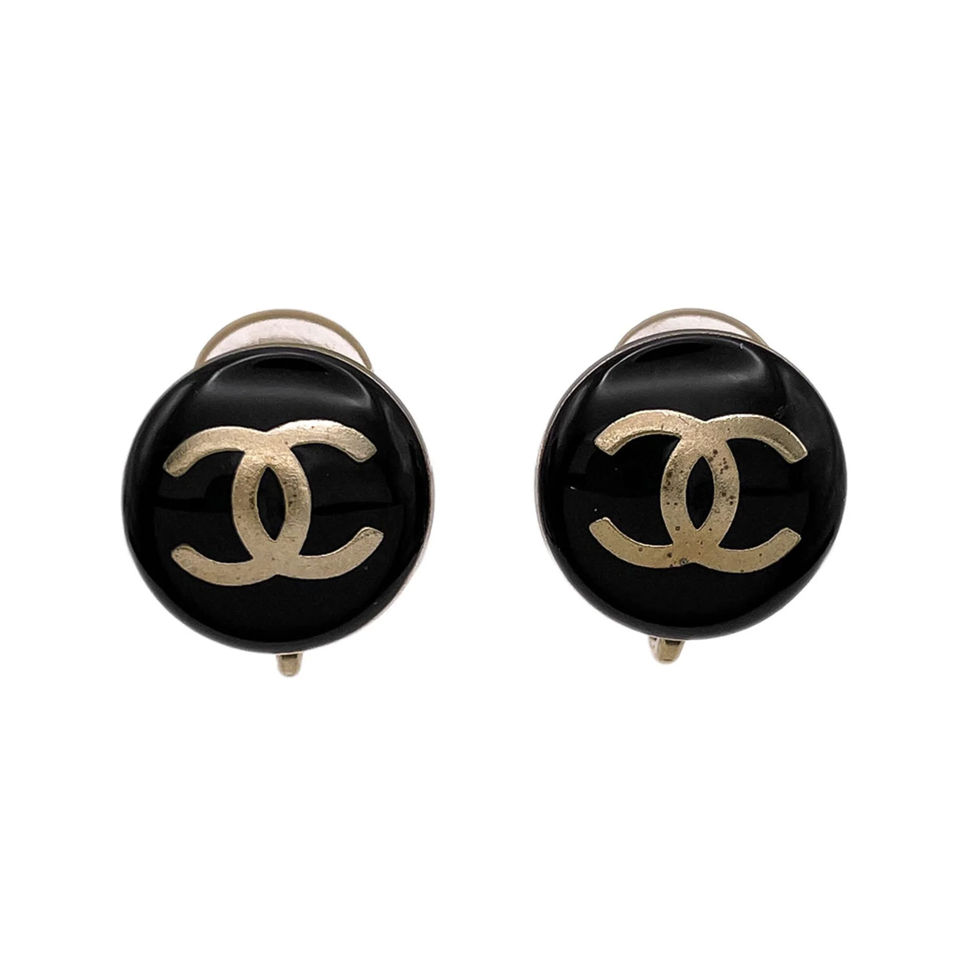 CC Logo Round Clip-On Earrings Gold-Tone Metal Gold-Tone Metal