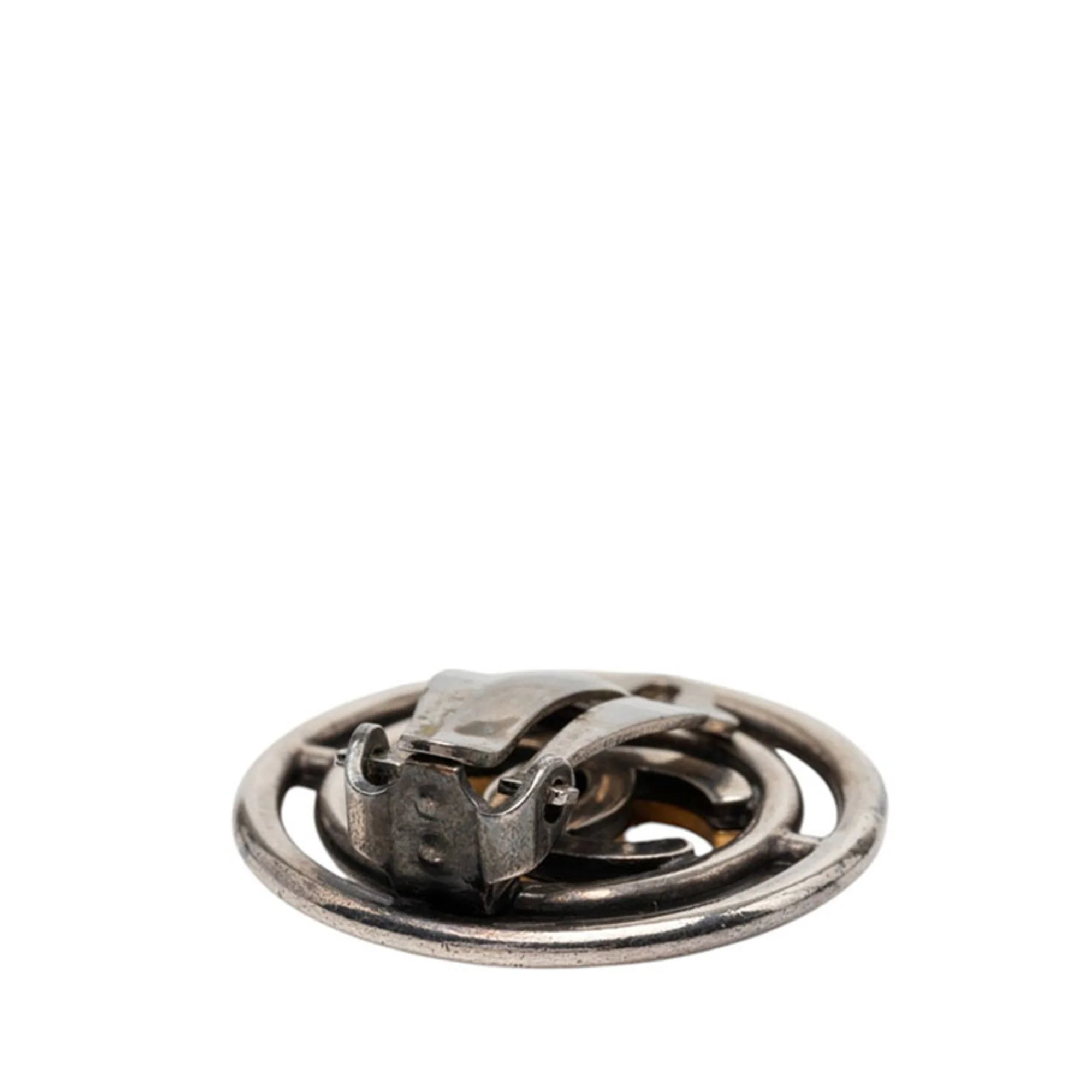 CC Logo Round Clip-On Earrings Gold-Tone Metal Gold-Tone Metal - Image 3