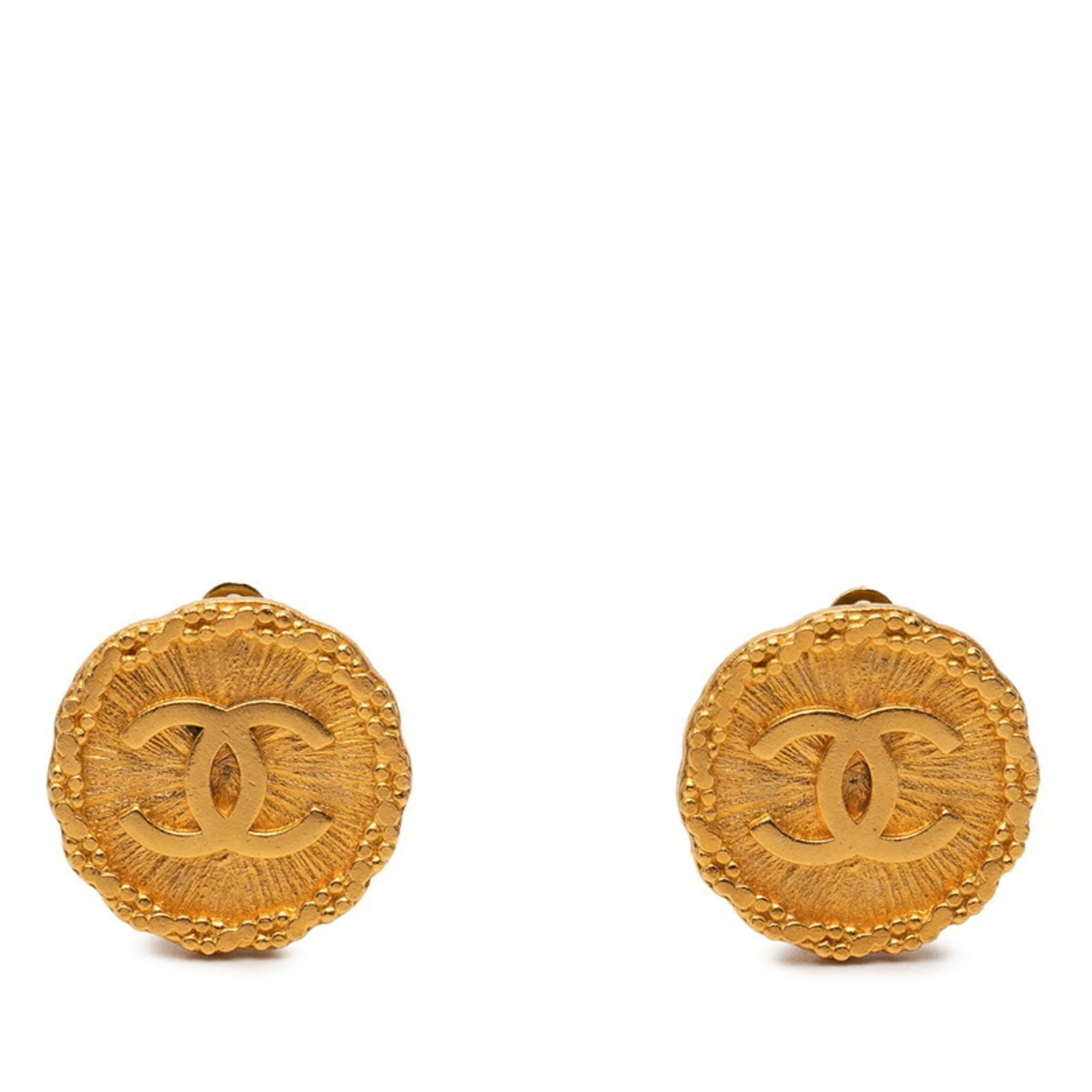 CC Logo Round Clip-On Earrings Metal