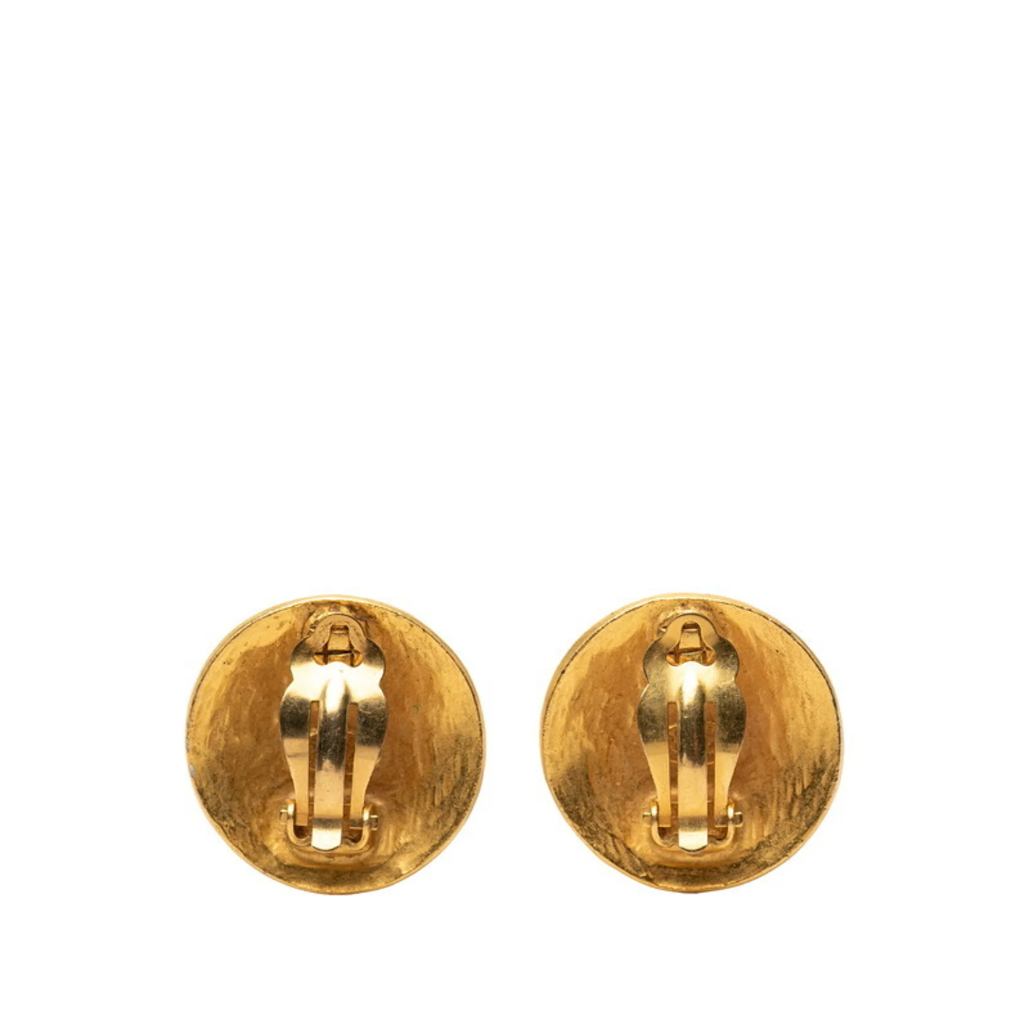 CC Logo Round Clip-On Earrings Metal Gold-Tone Metal - Image 2