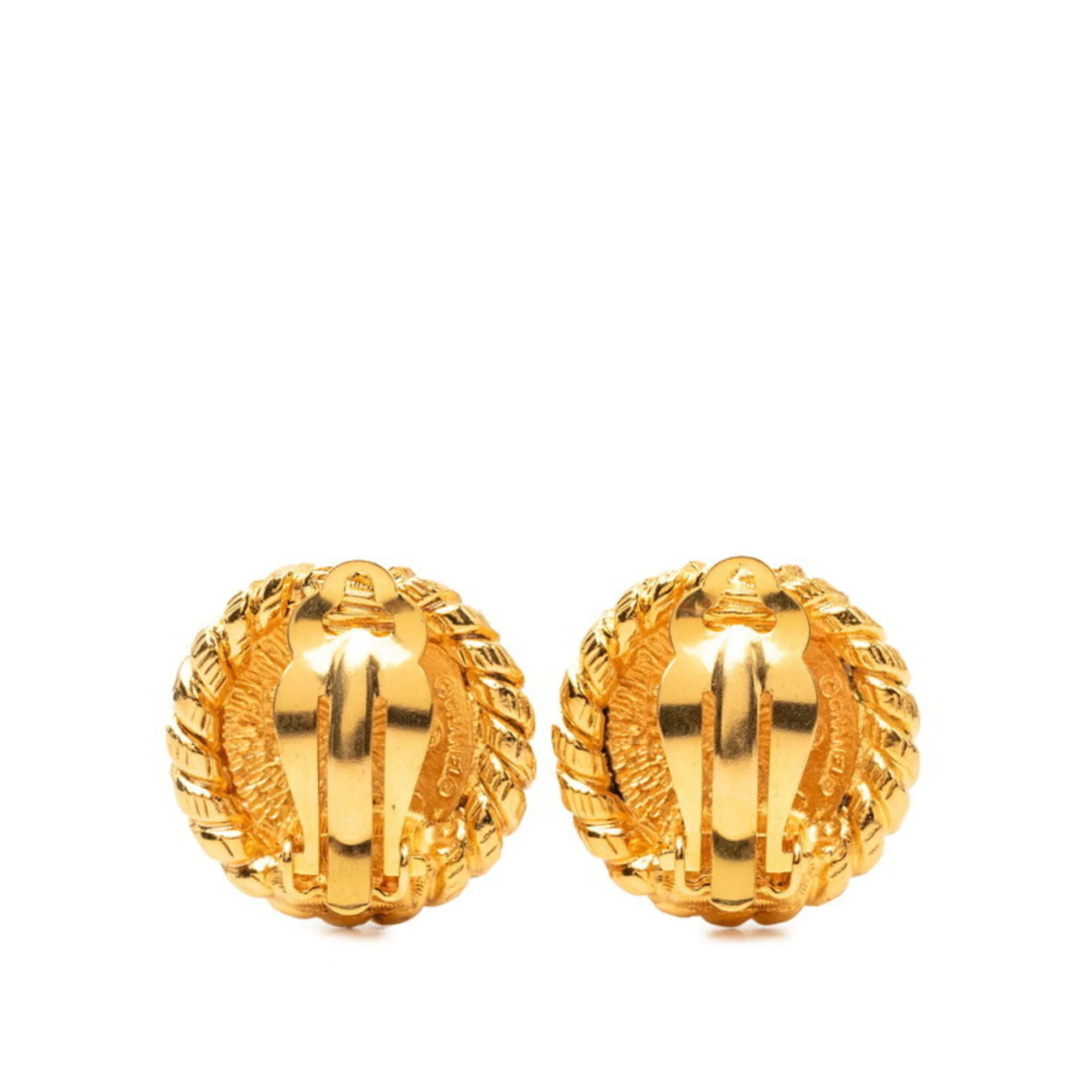 CC Logo Round Clip-On Earrings Metal Gold-Tone Metal - Image 2