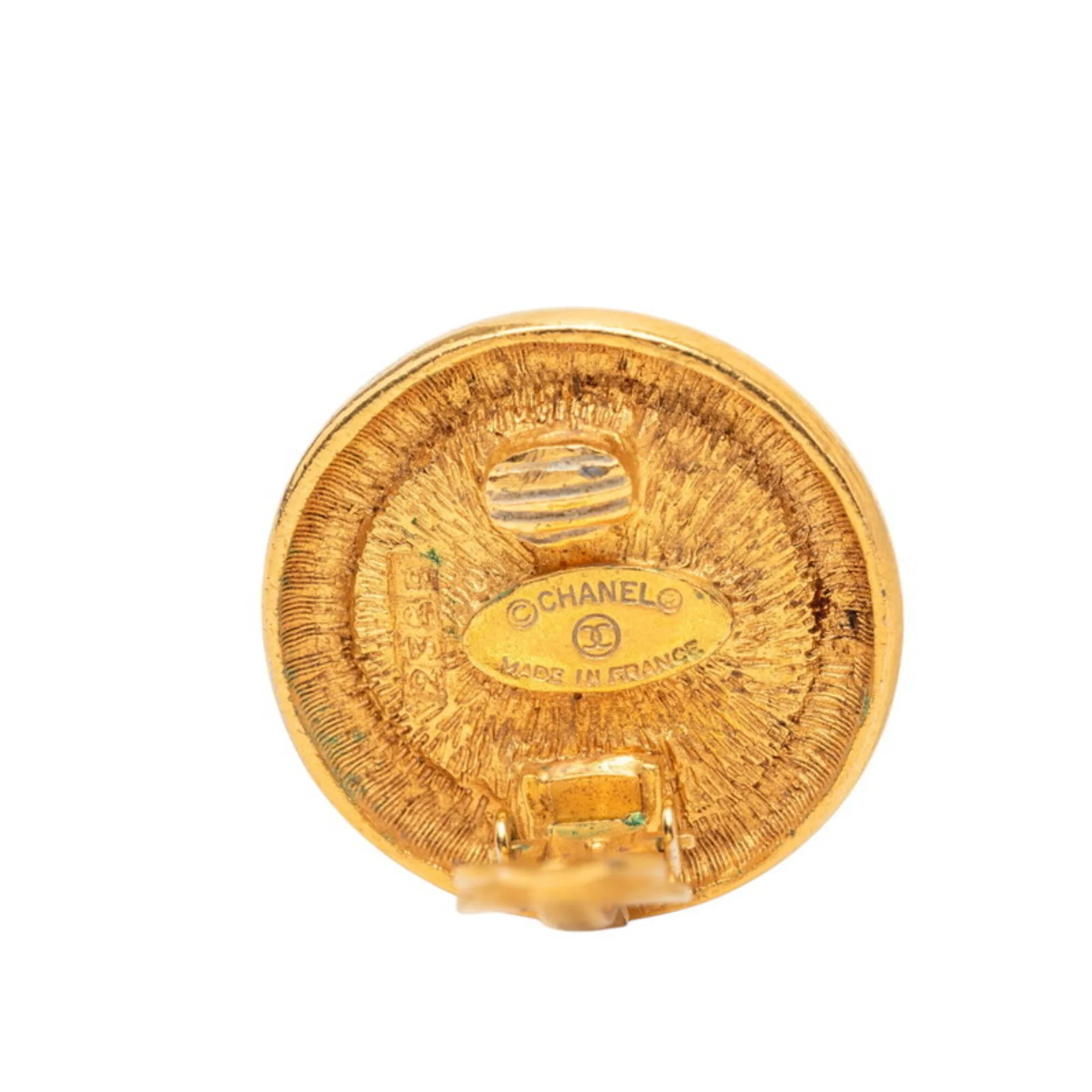 CC Logo Round Clip-On Earrings Metal Gold-Tone Metal - Image 3
