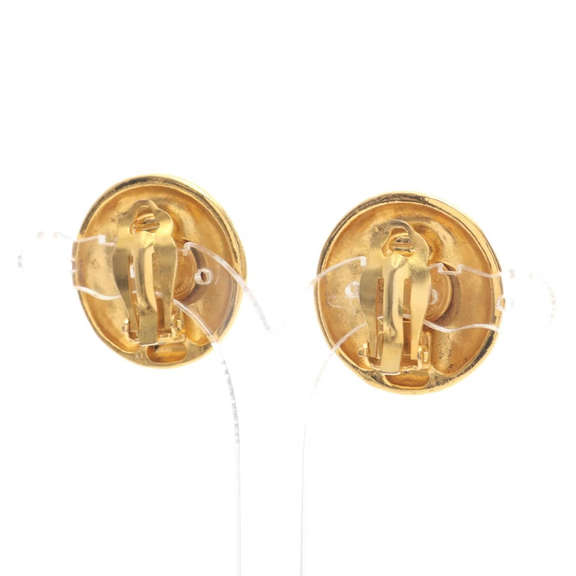 CC Logo Round Clip-On Earrings Metal Gold-Tone Metal - Image 2