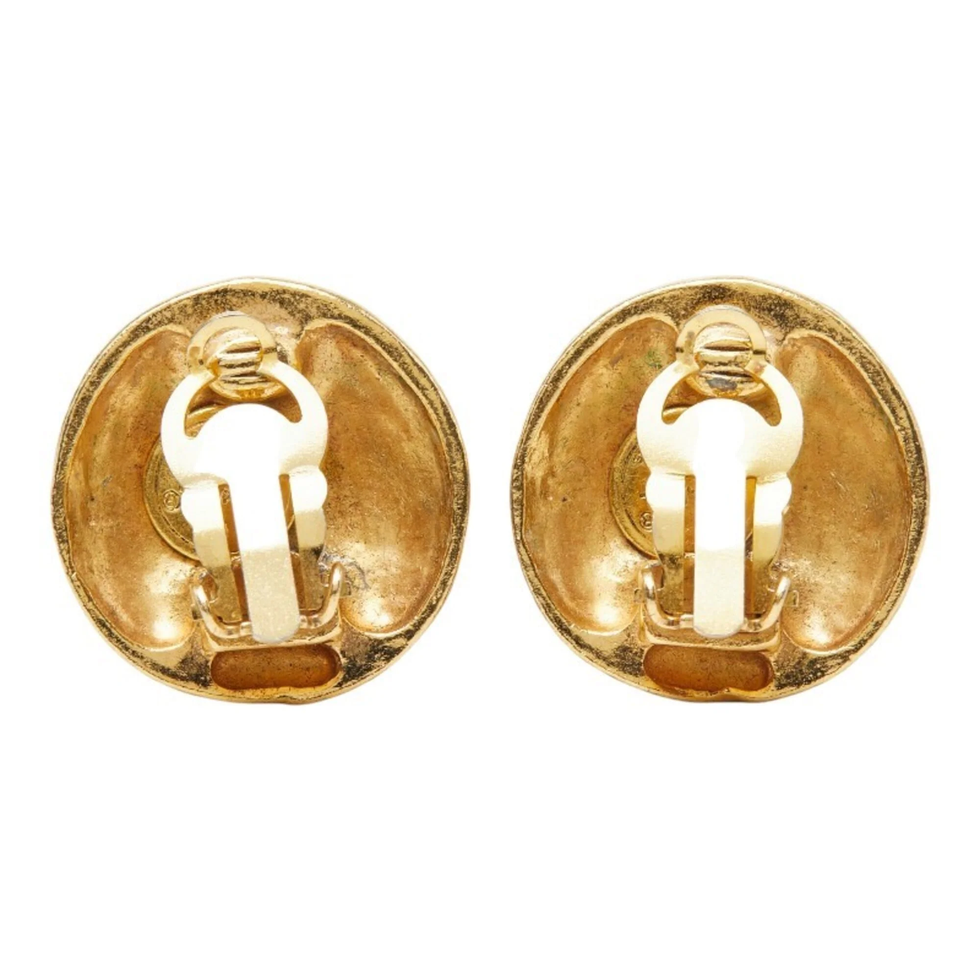 CC Logo Round Clip-On Earrings Metal Gold-Tone Metal - Image 3