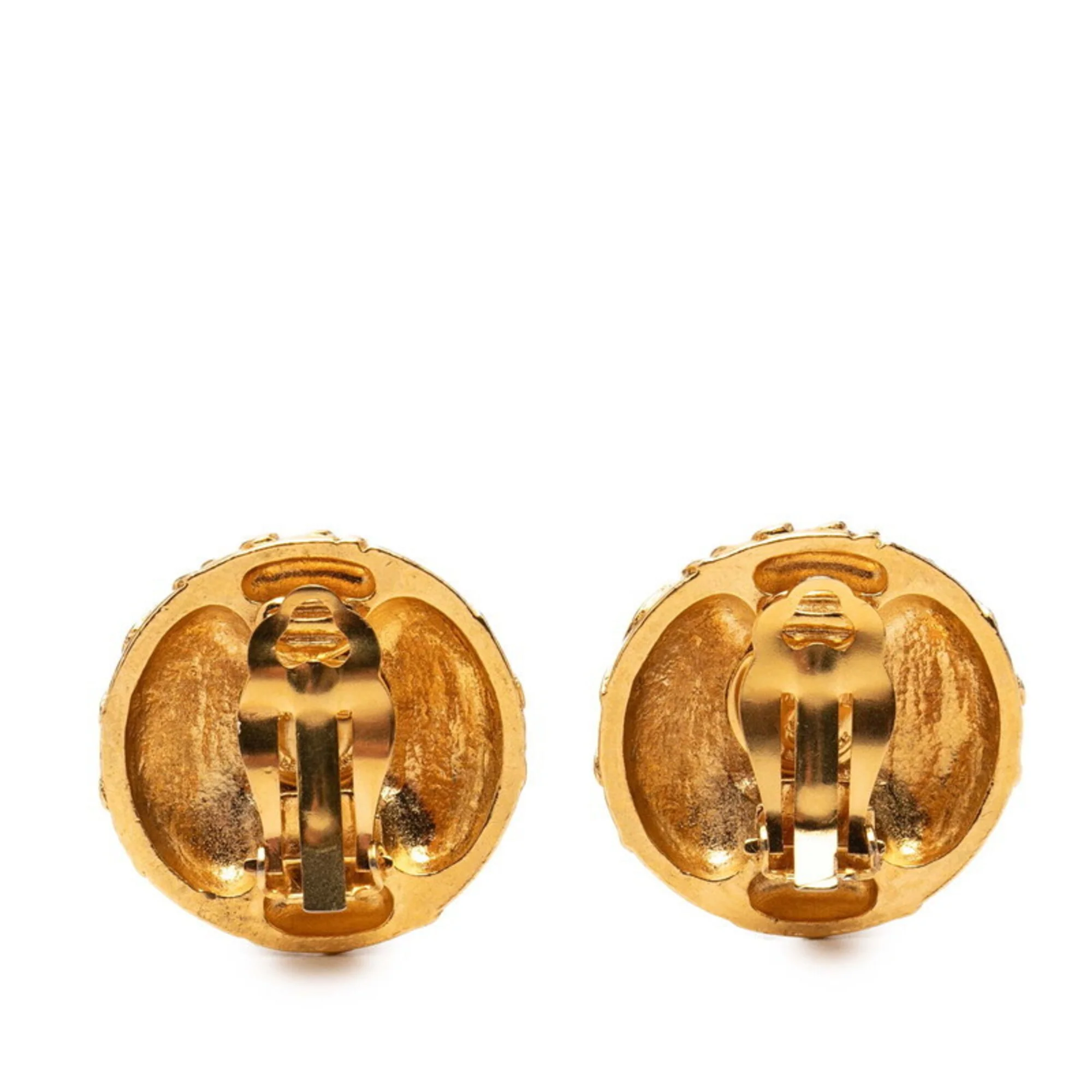 CC Logo Round Clip-On Earrings Metal Gold-Tone Metal - Image 2