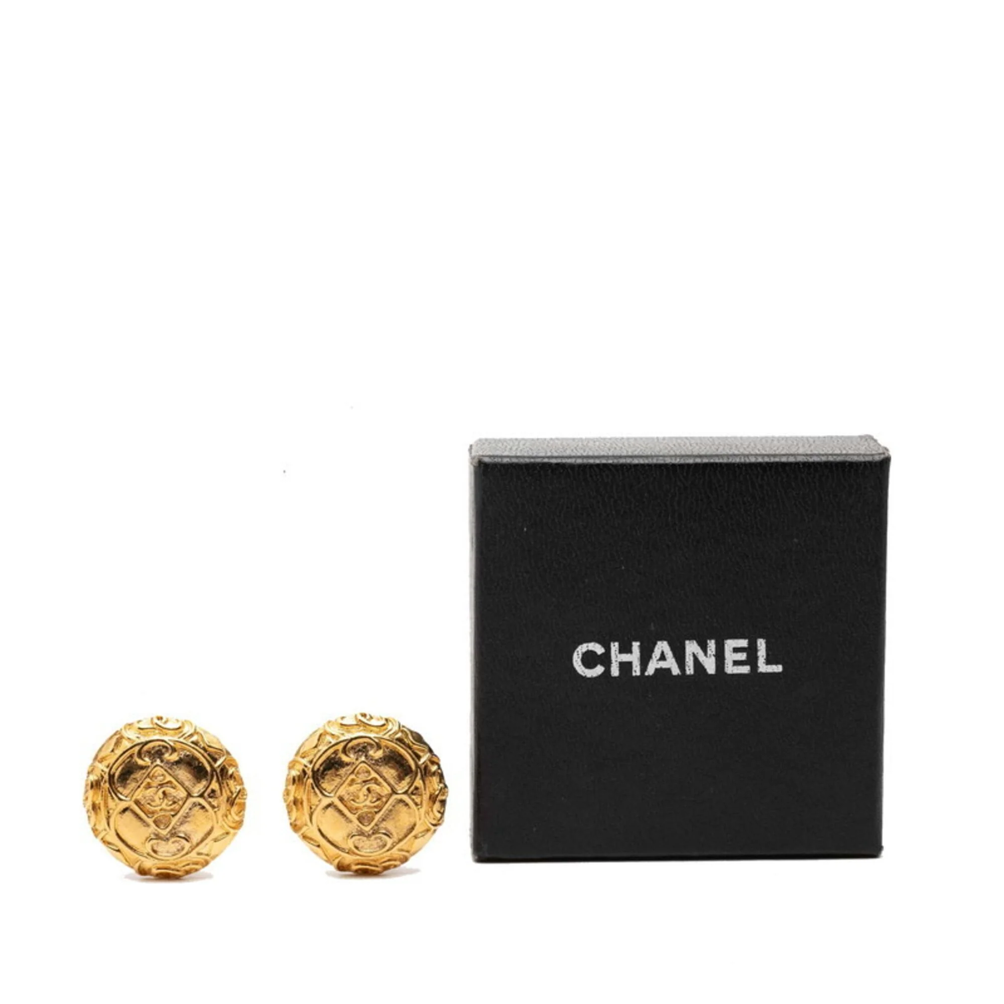 CC Logo Round Clip-On Earrings Metal Gold-Tone Metal - Image 4