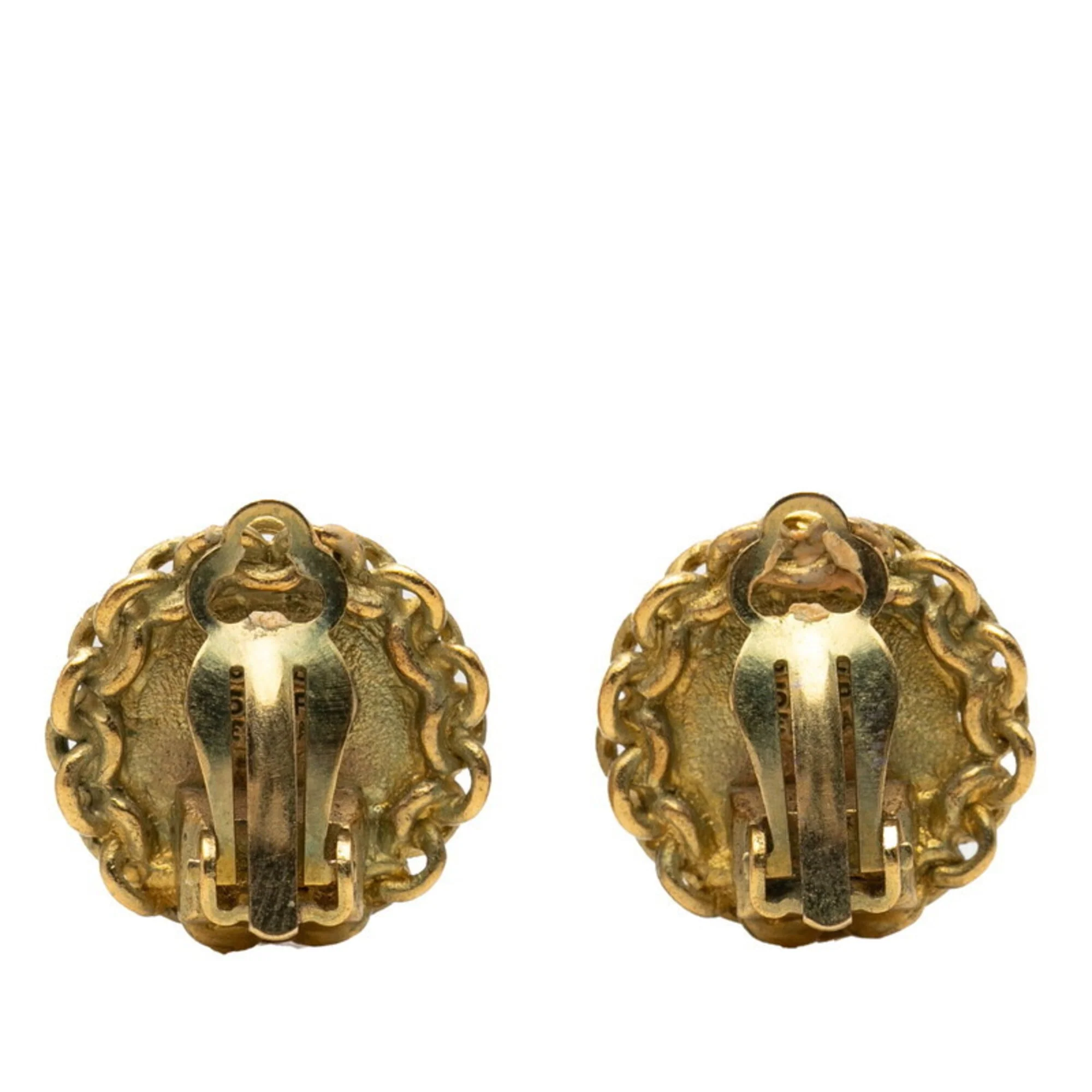 CC Logo Round Clip-On Earrings Metal Gold-Tone Metal - Image 2
